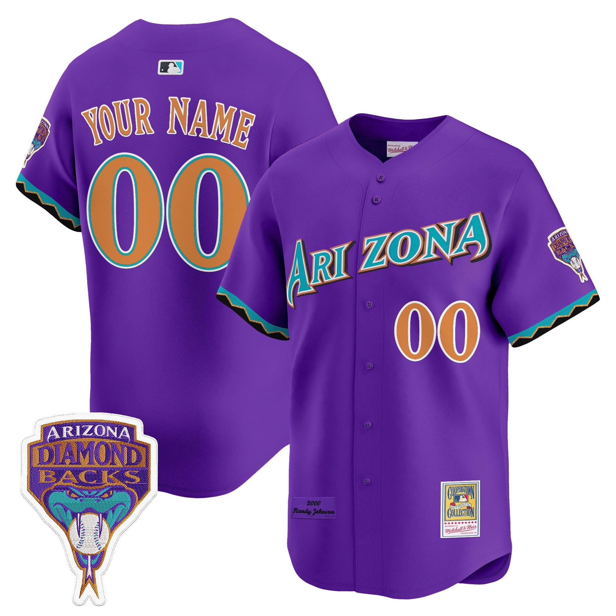 Arizona Randy Johnson Patch 2000 Cooperstown Throwback Custom Jersey