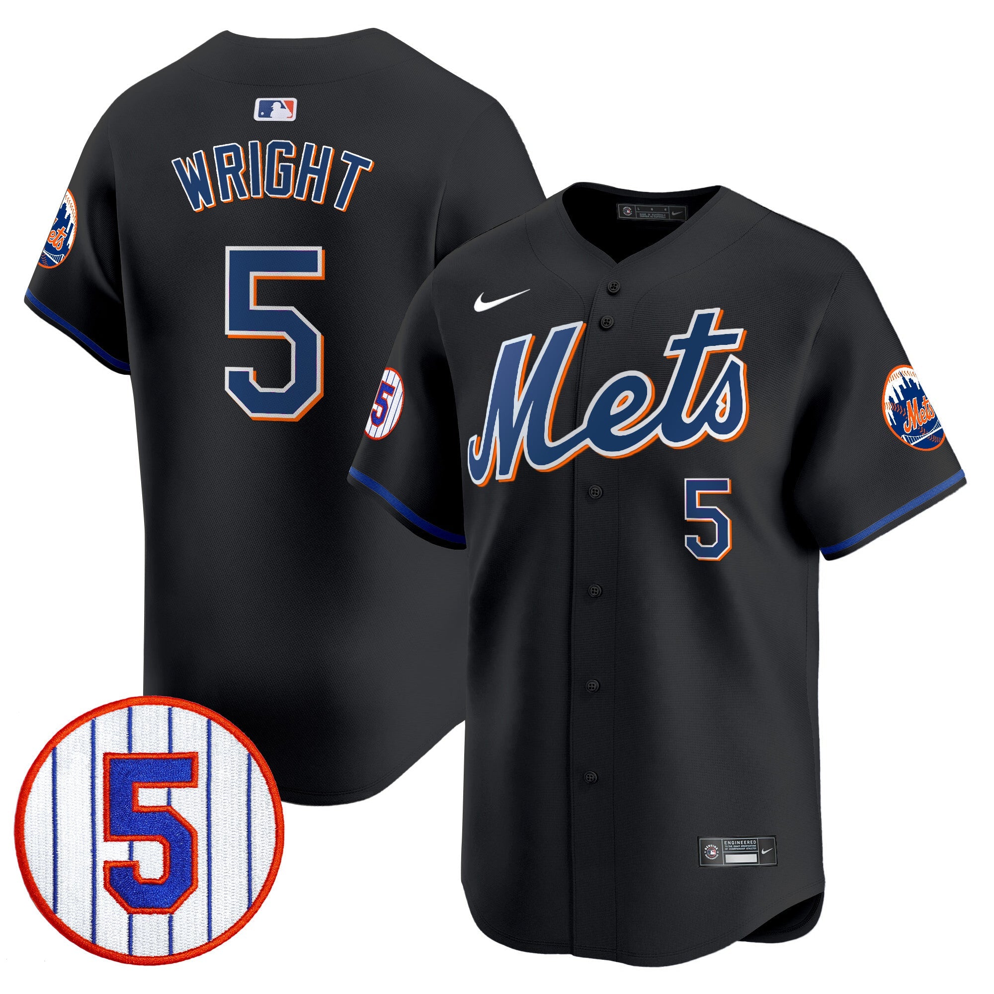 Men’s #5 David Wright Number Retirement Patch Vapor Premier Limited Jersey
