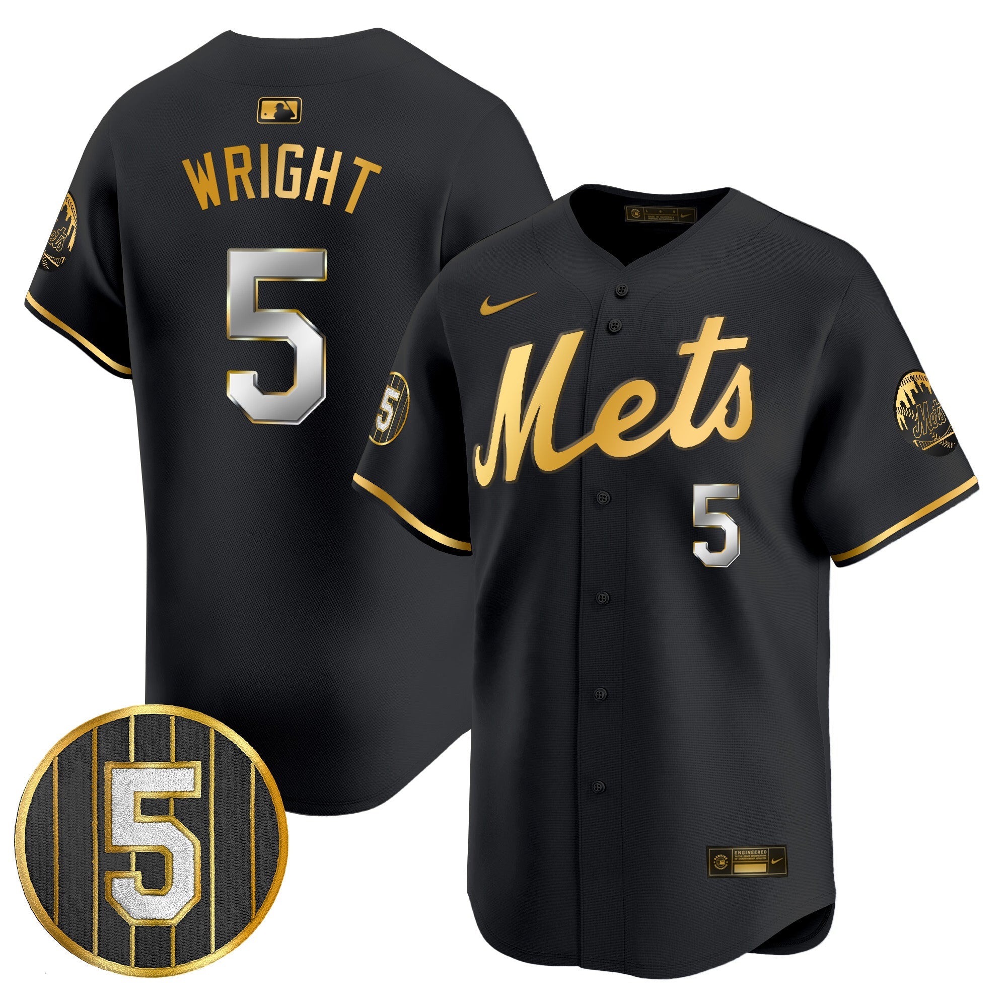 Men’s #5 David Wright Number Retirement Patch Vapor Premier Limited Jersey