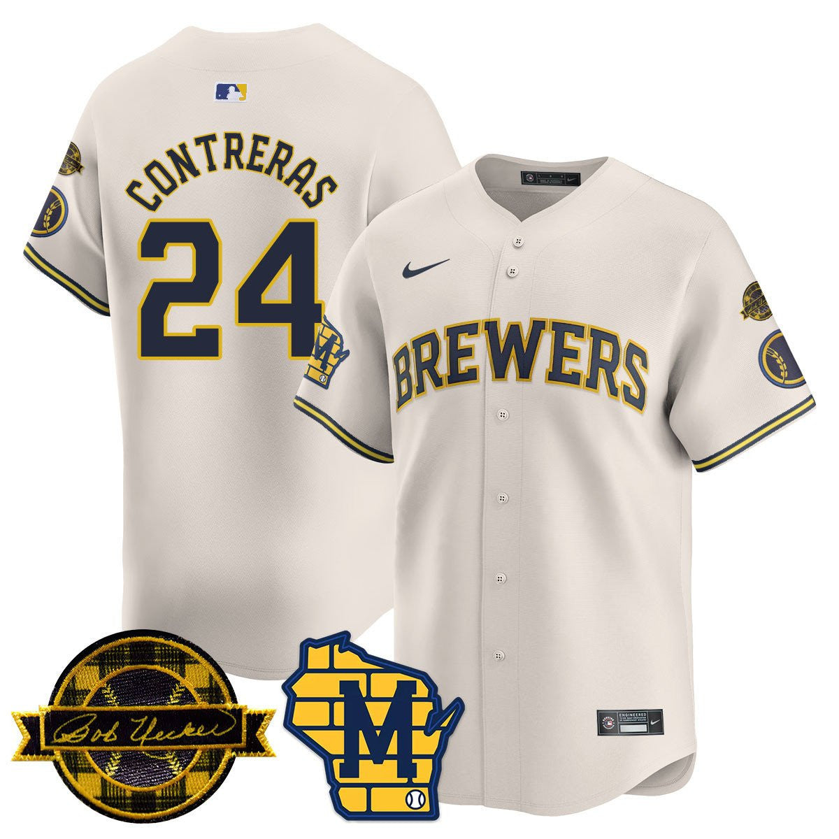 Men’s Milwaukee Bob Uecker Patch Vapor Limited Jersey