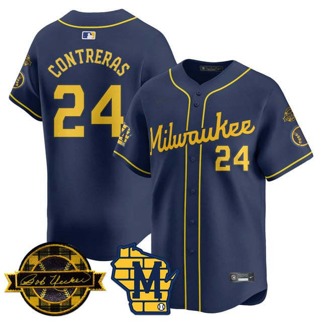Men’s Milwaukee Bob Uecker Patch Vapor Limited Jersey