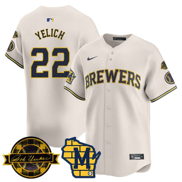 Men’s Milwaukee Bob Uecker Patch Vapor Limited Jersey