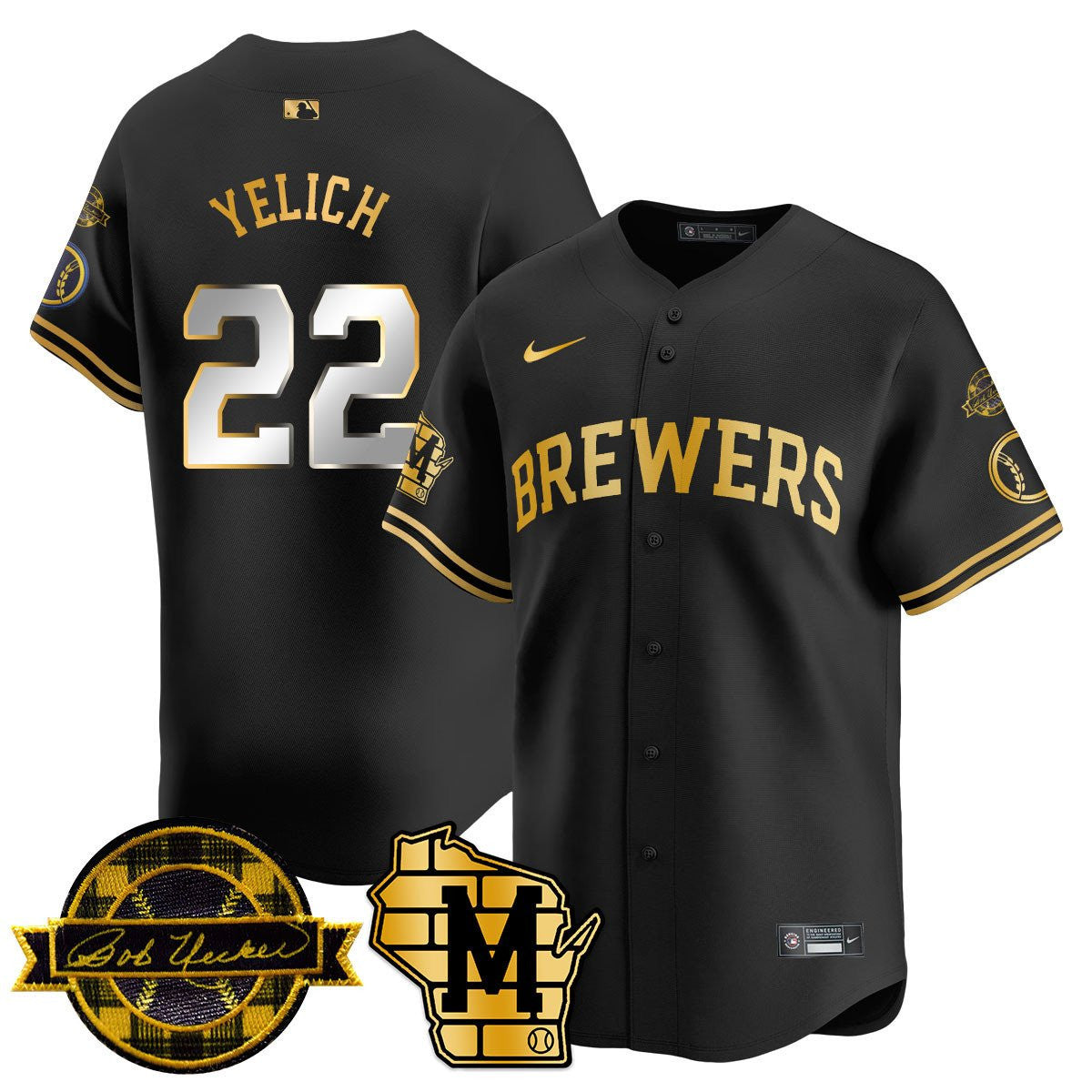 Men’s Milwaukee Bob Uecker Patch Vapor Limited Jersey