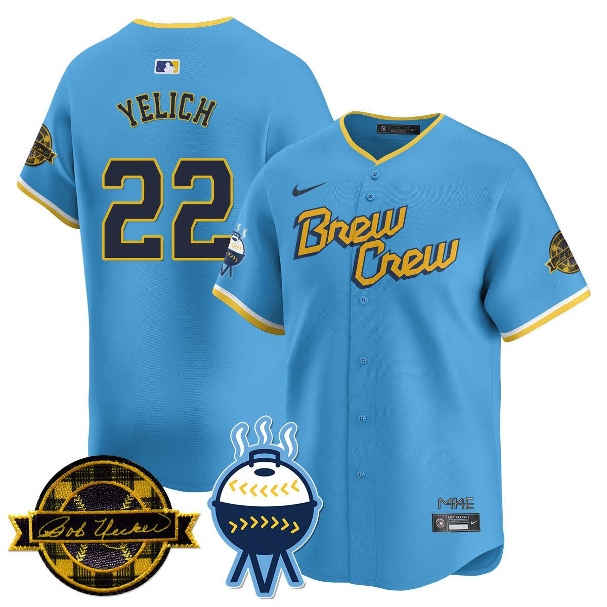Men’s Milwaukee Bob Uecker Patch Vapor Limited Jersey