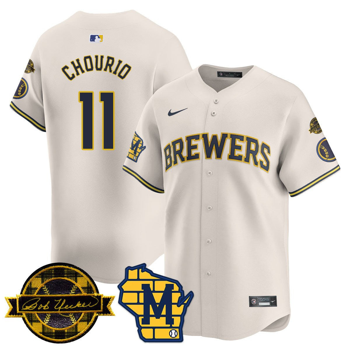 Men’s Milwaukee Bob Uecker Patch Vapor Limited Jersey