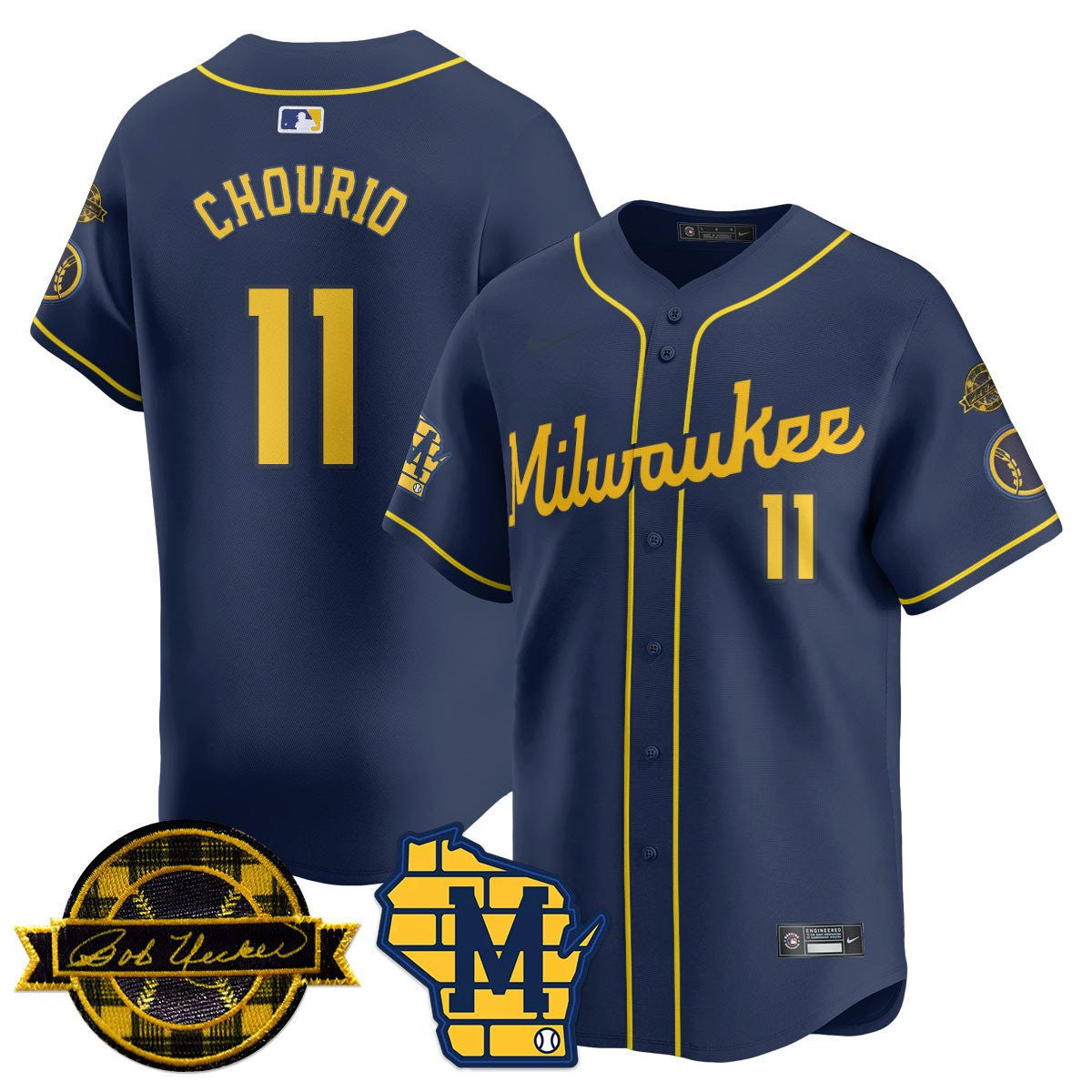 Men’s Milwaukee Bob Uecker Patch Vapor Limited Jersey