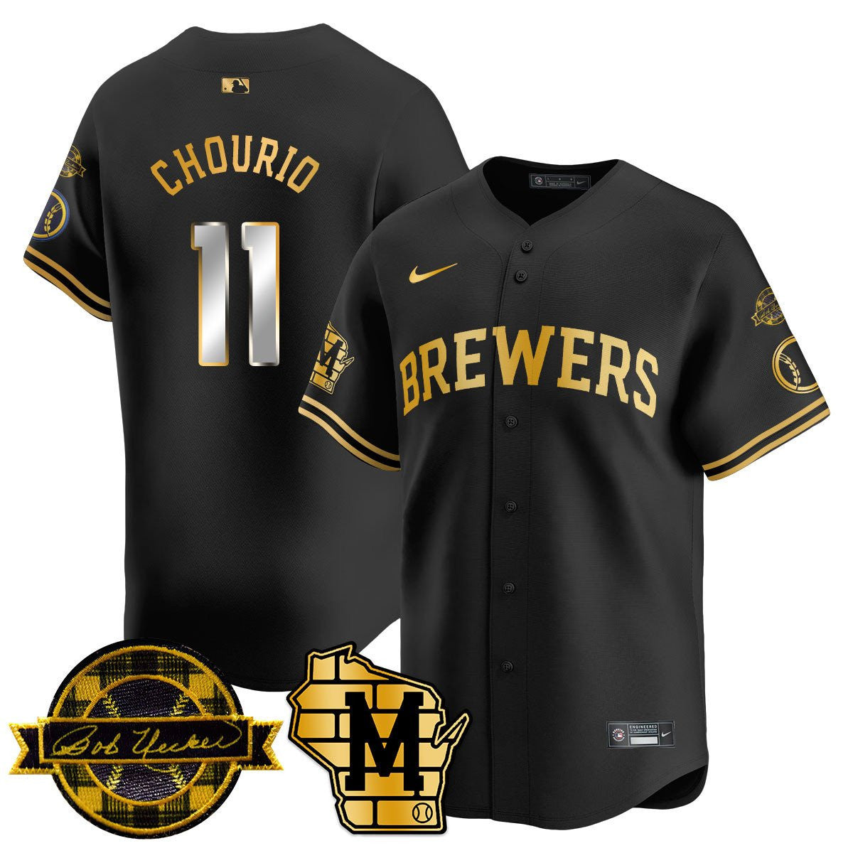 Men’s Milwaukee Bob Uecker Patch Vapor Limited Jersey