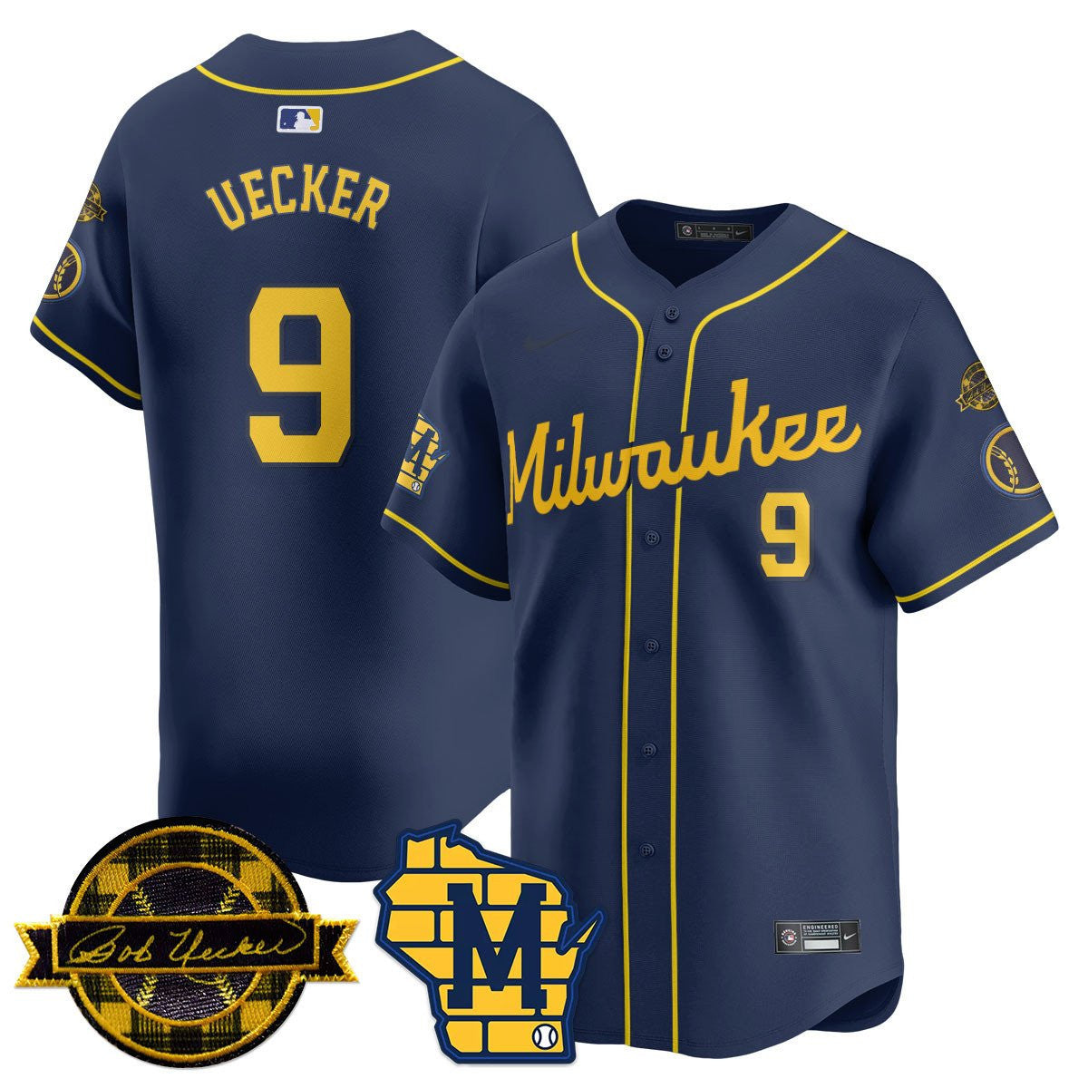 Men’s Milwaukee Bob Uecker Patch Vapor Limited Jersey