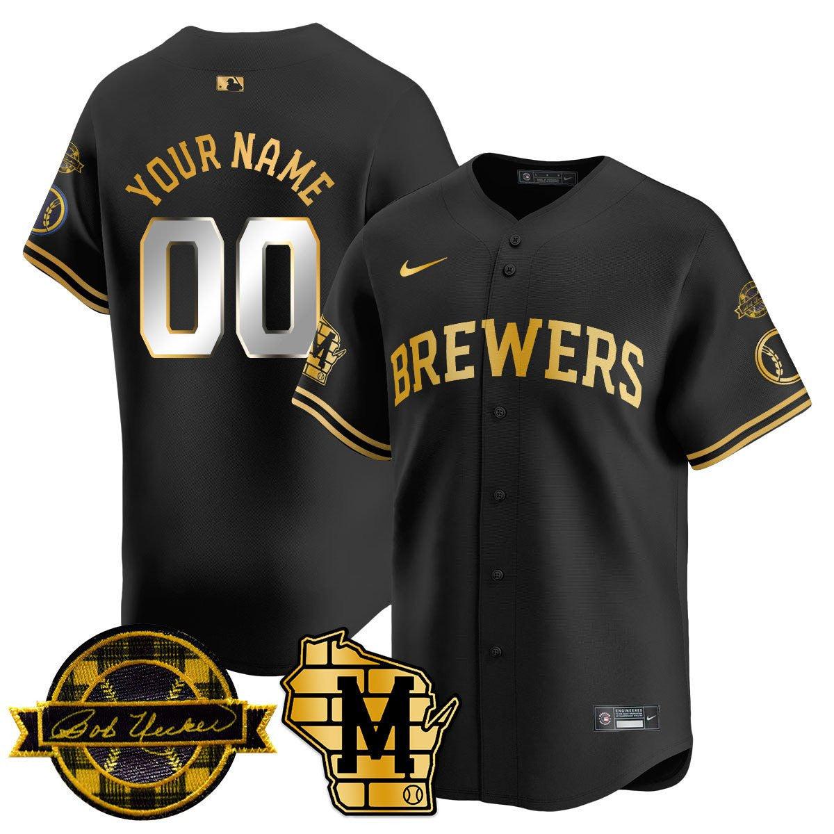 Milwaukee Bob Uecker Patch Vapor Limited Custom Jersey