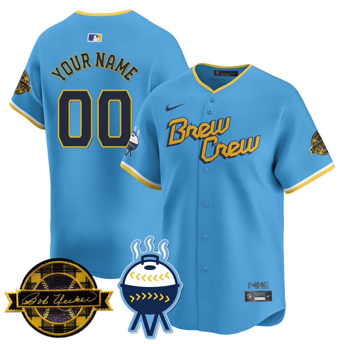 Milwaukee Bob Uecker Patch Vapor Limited Custom Jersey