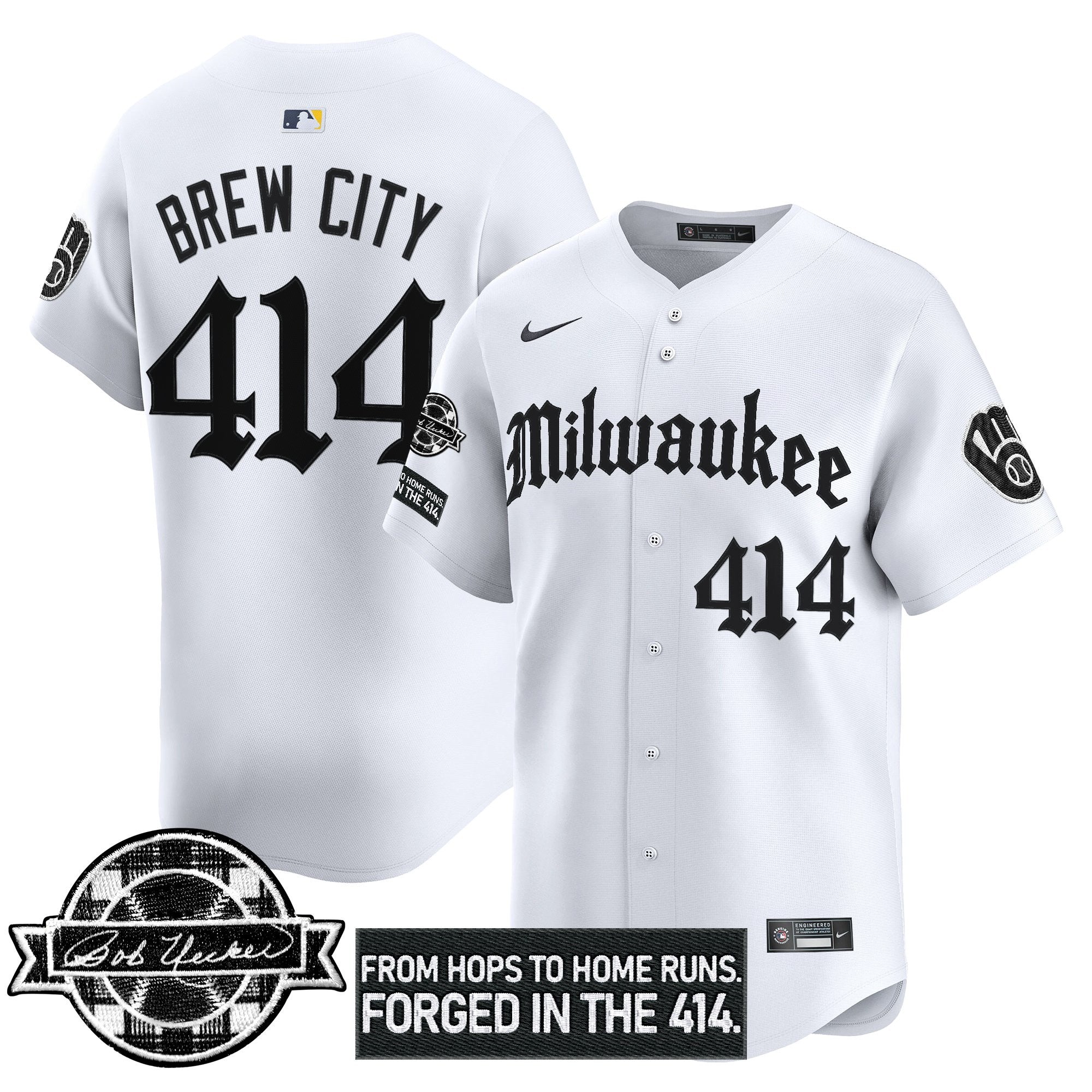Men’s Milwaukee Bob Uecker Patch Vapor Premier Limited Jersey – Gothic Edition