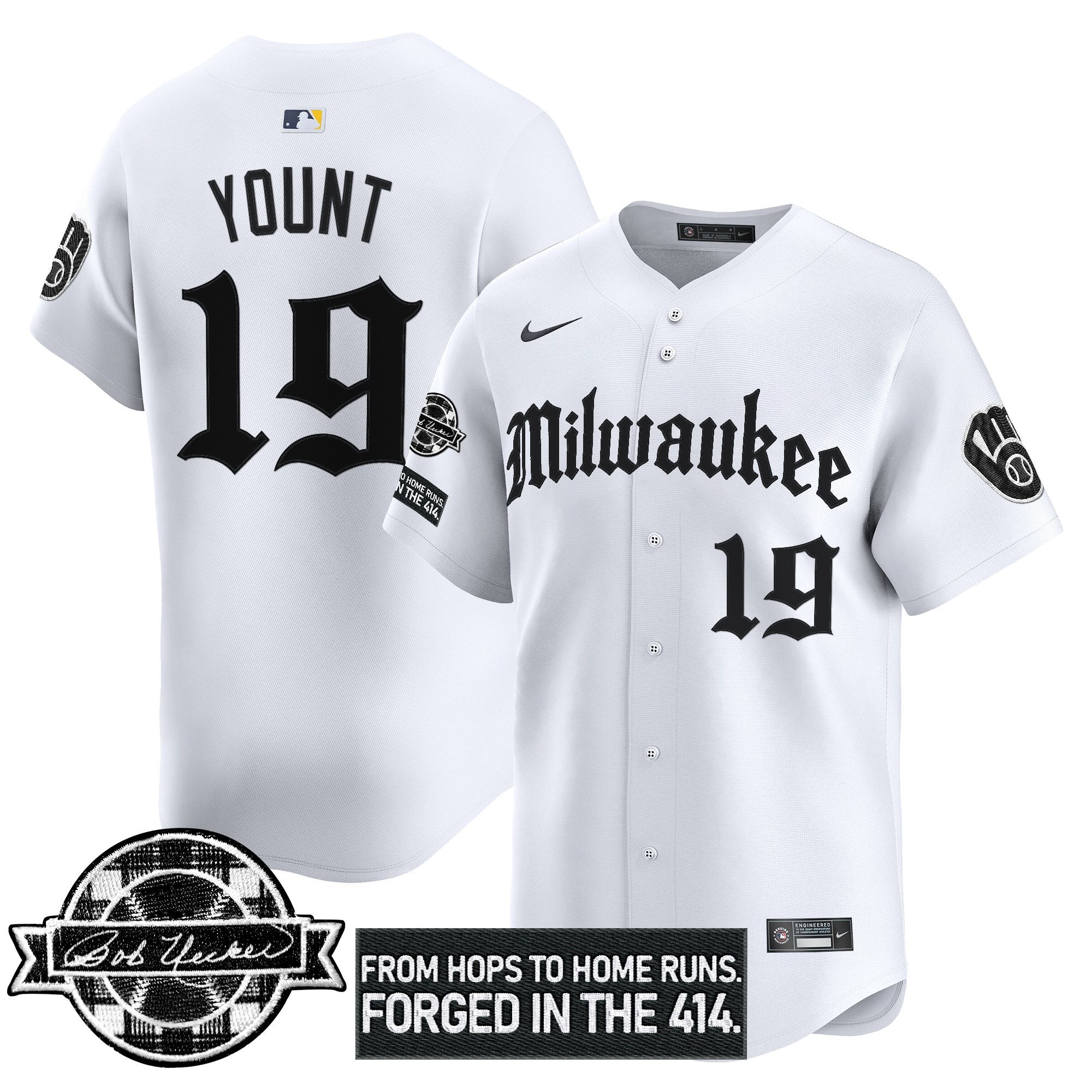 Men’s Milwaukee Bob Uecker Patch Vapor Premier Limited Jersey – Gothic Edition
