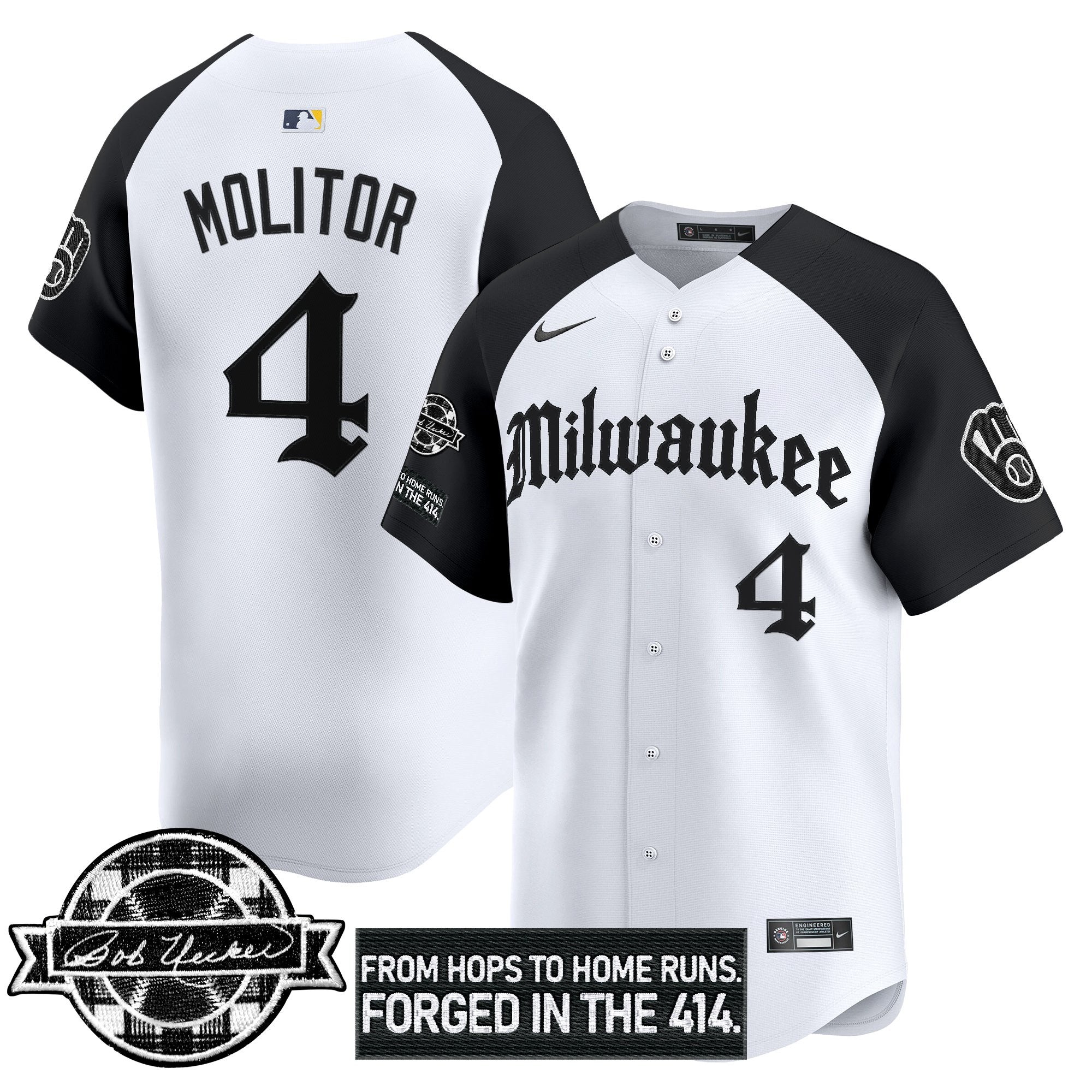 Men’s Milwaukee Bob Uecker Patch Vapor Premier Limited Jersey – Gothic Edition