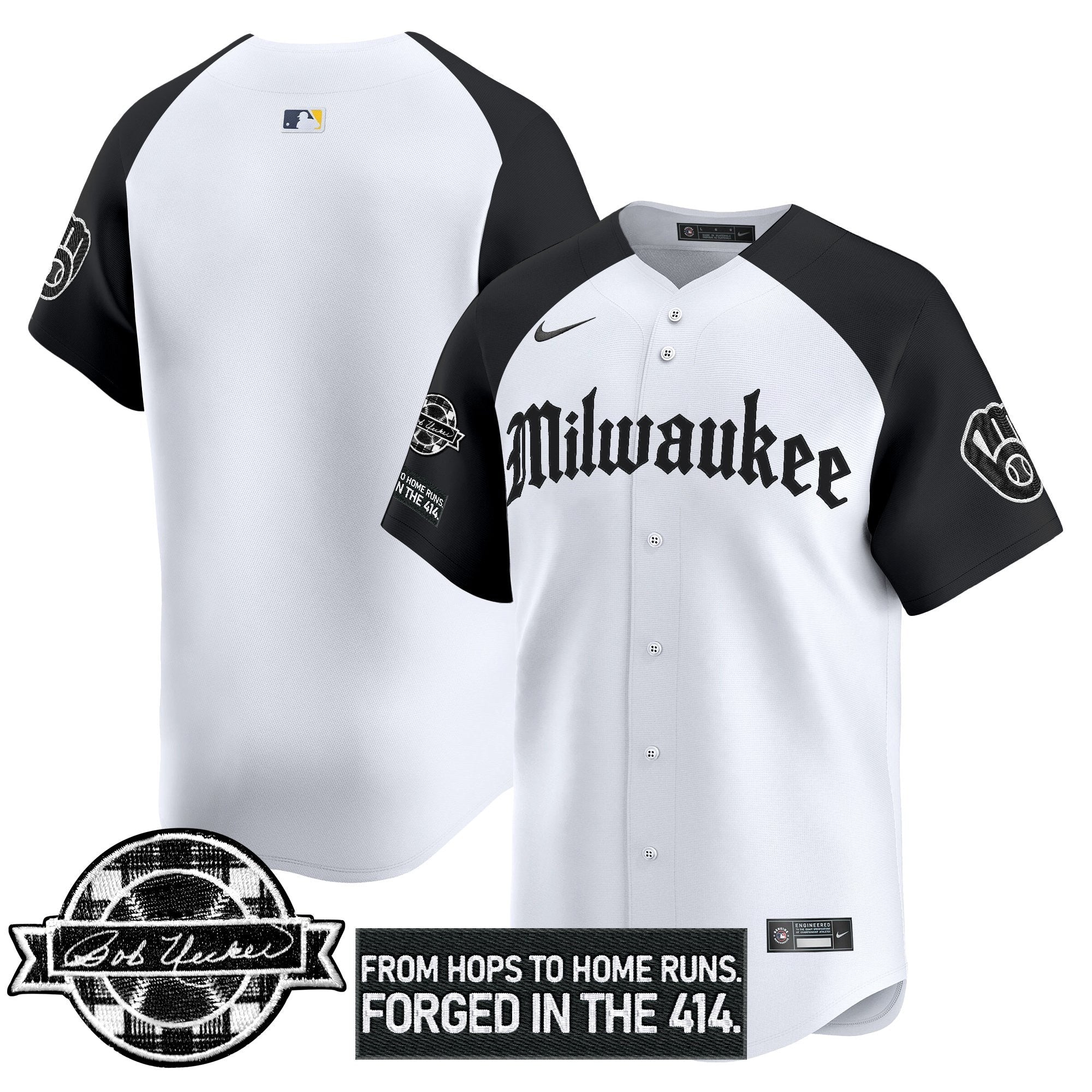 Men’s Milwaukee Bob Uecker Patch Vapor Premier Limited Jersey – Gothic Edition