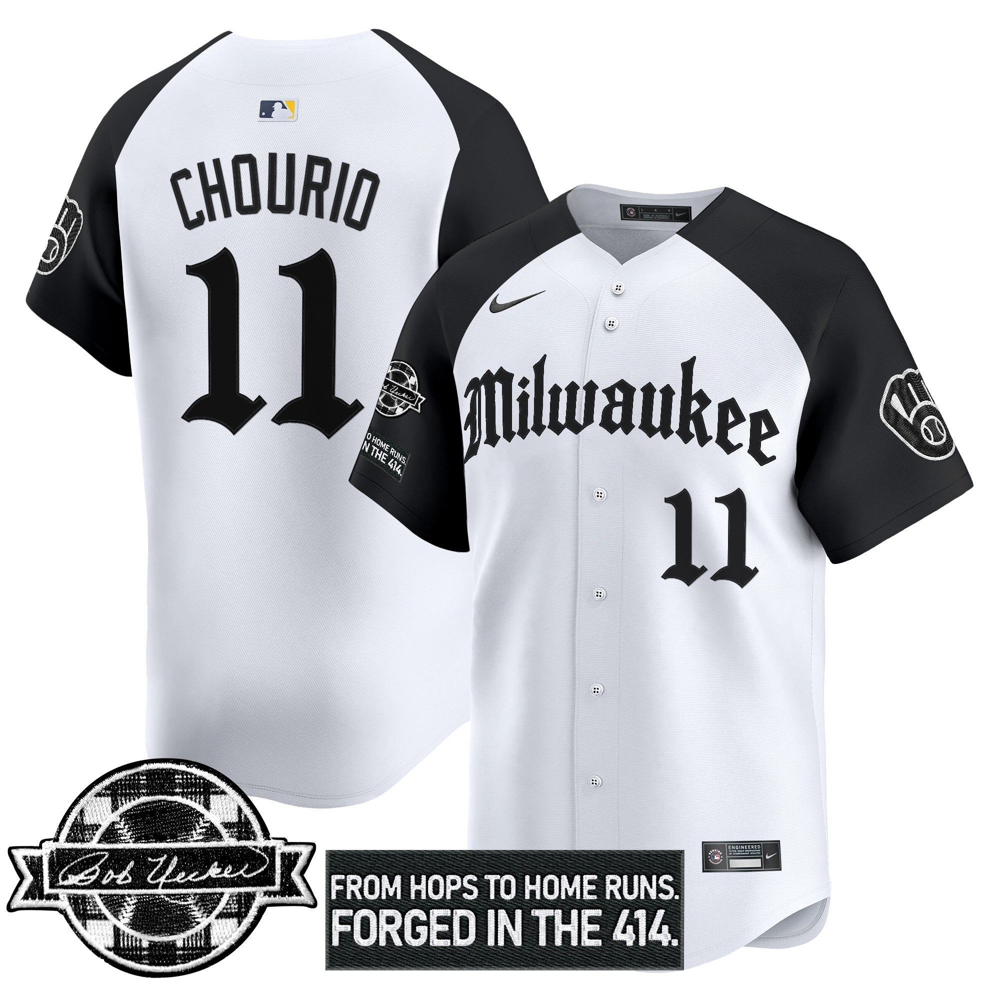 Men’s Milwaukee Bob Uecker Patch Vapor Premier Limited Jersey – Gothic Edition