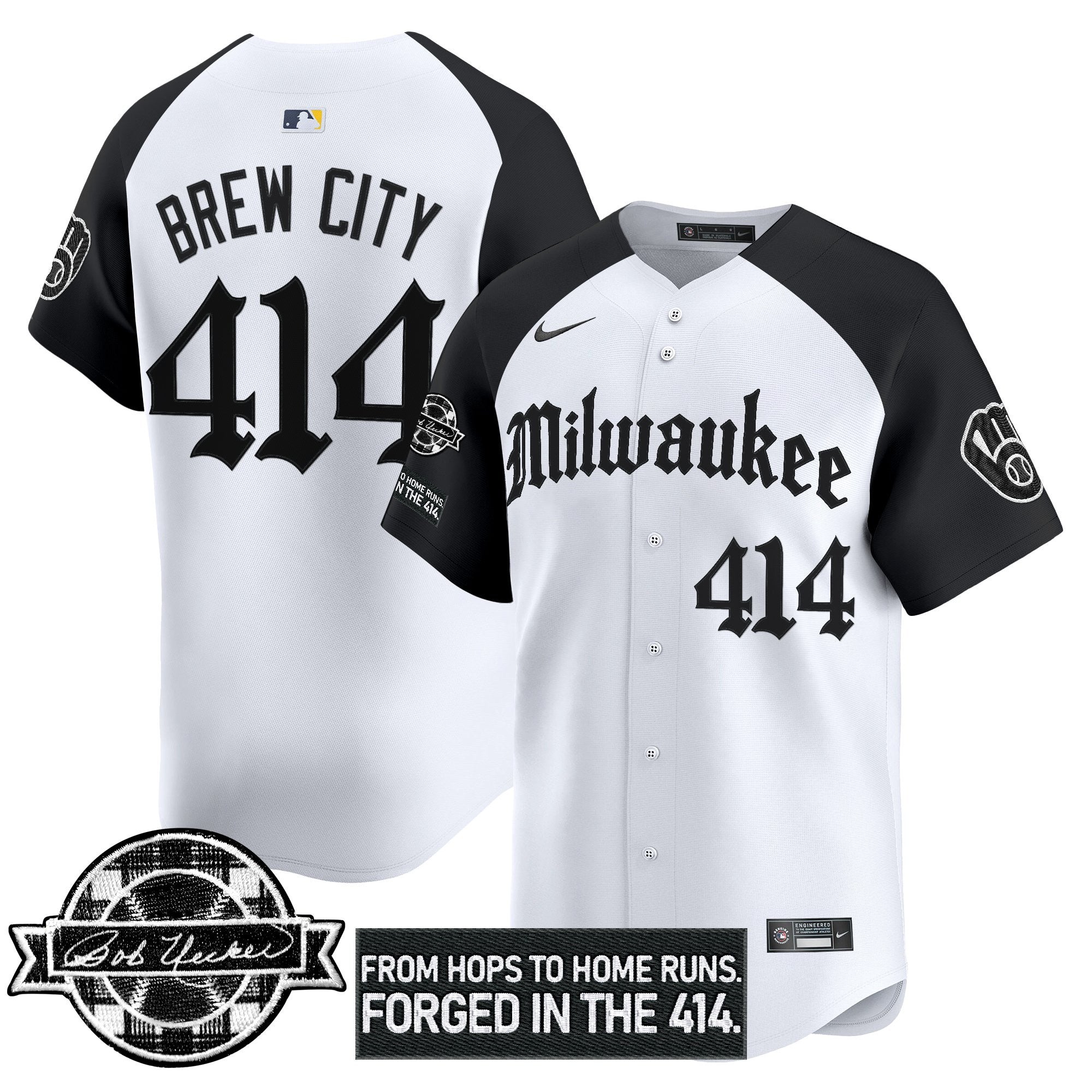 Men’s Milwaukee Bob Uecker Patch Vapor Premier Limited Jersey – Gothic Edition
