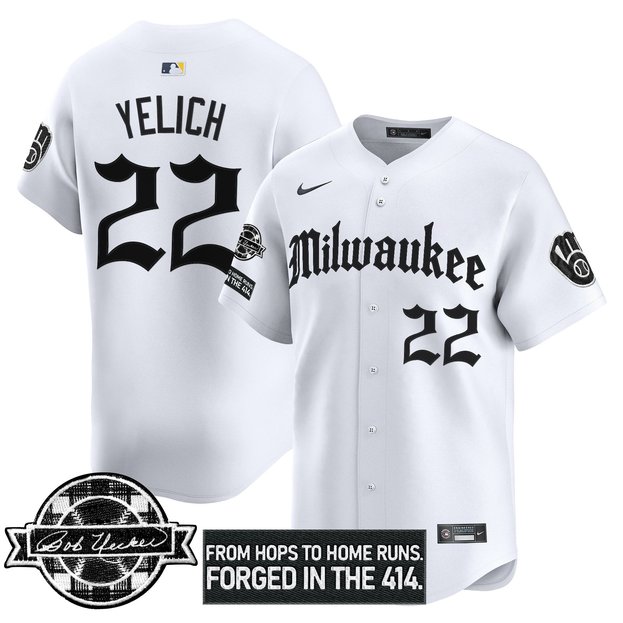 Men’s Milwaukee Bob Uecker Patch Vapor Premier Limited Jersey – Gothic Edition