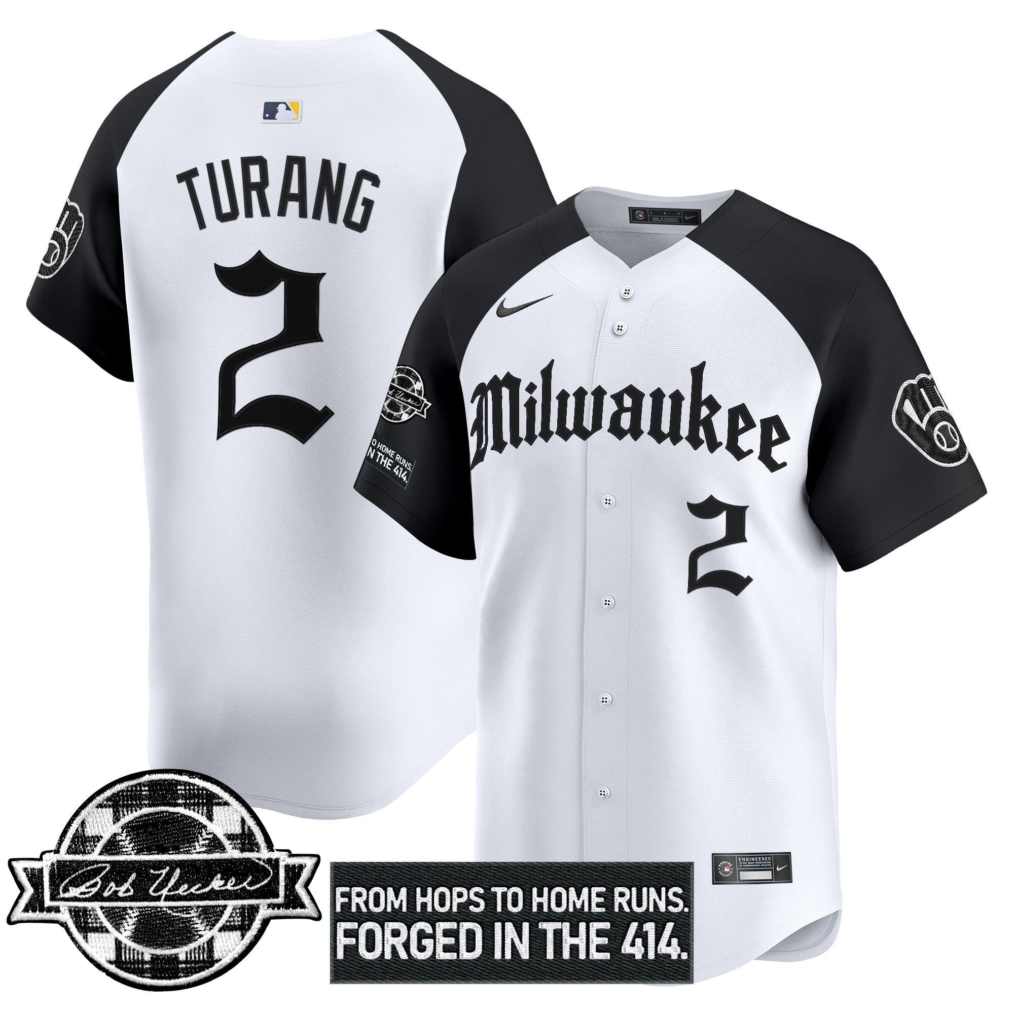 Men’s Milwaukee Bob Uecker Patch Vapor Premier Limited Jersey – Gothic Edition