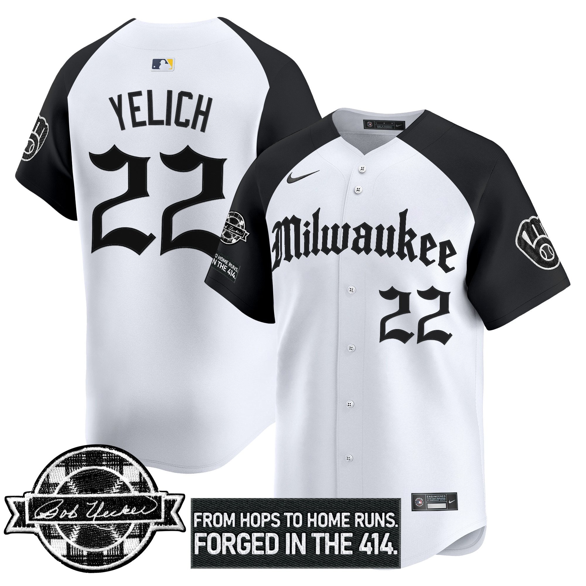 Men’s Milwaukee Bob Uecker Patch Vapor Premier Limited Jersey – Gothic Edition