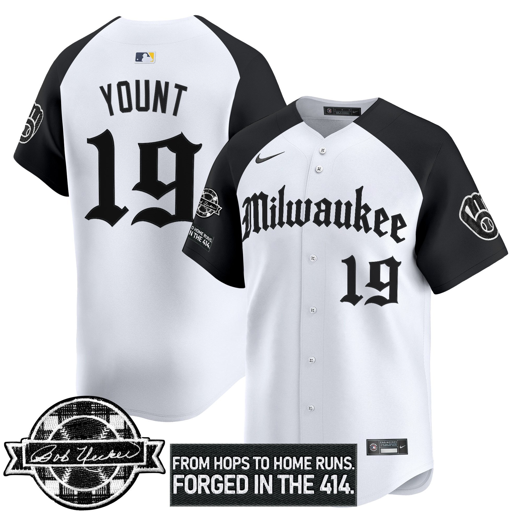 Men’s Milwaukee Bob Uecker Patch Vapor Premier Limited Jersey – Gothic Edition