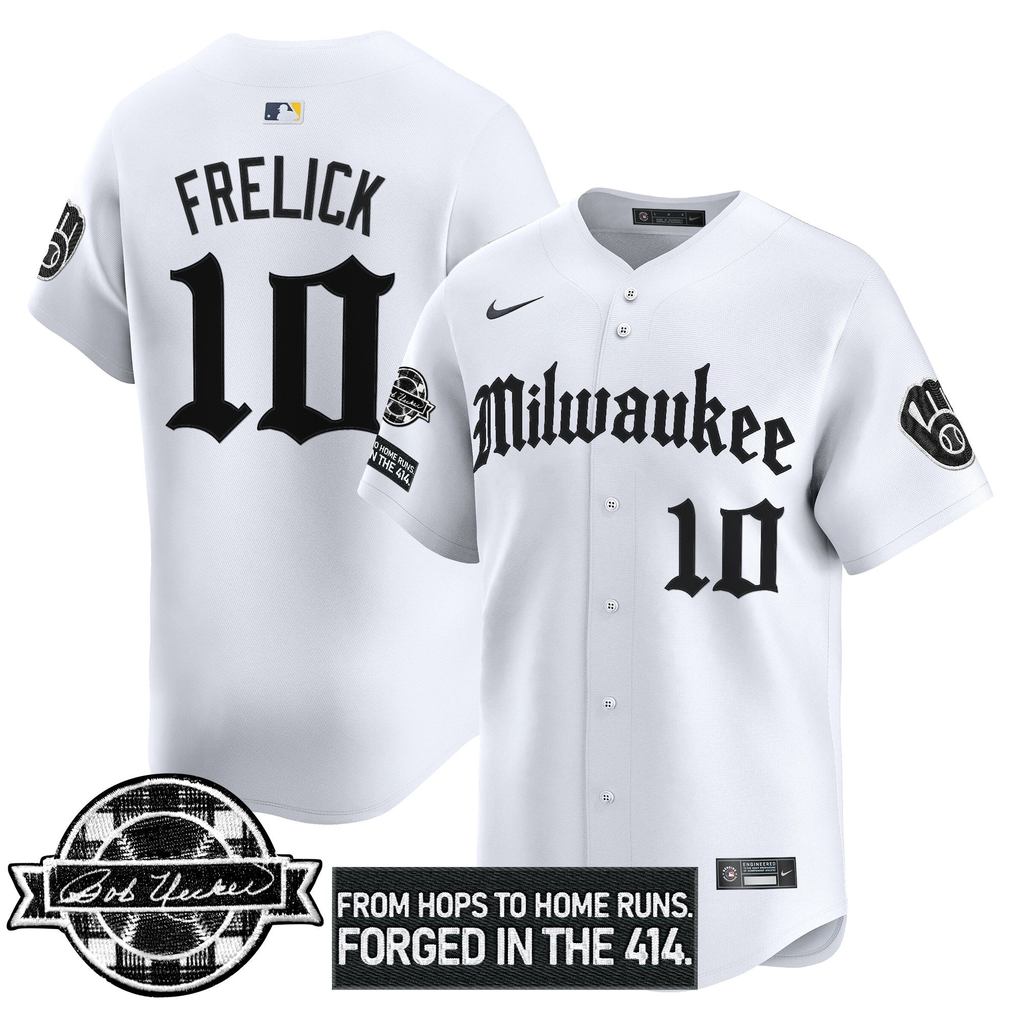 Men’s Milwaukee Bob Uecker Patch Vapor Premier Limited Jersey – Gothic Edition