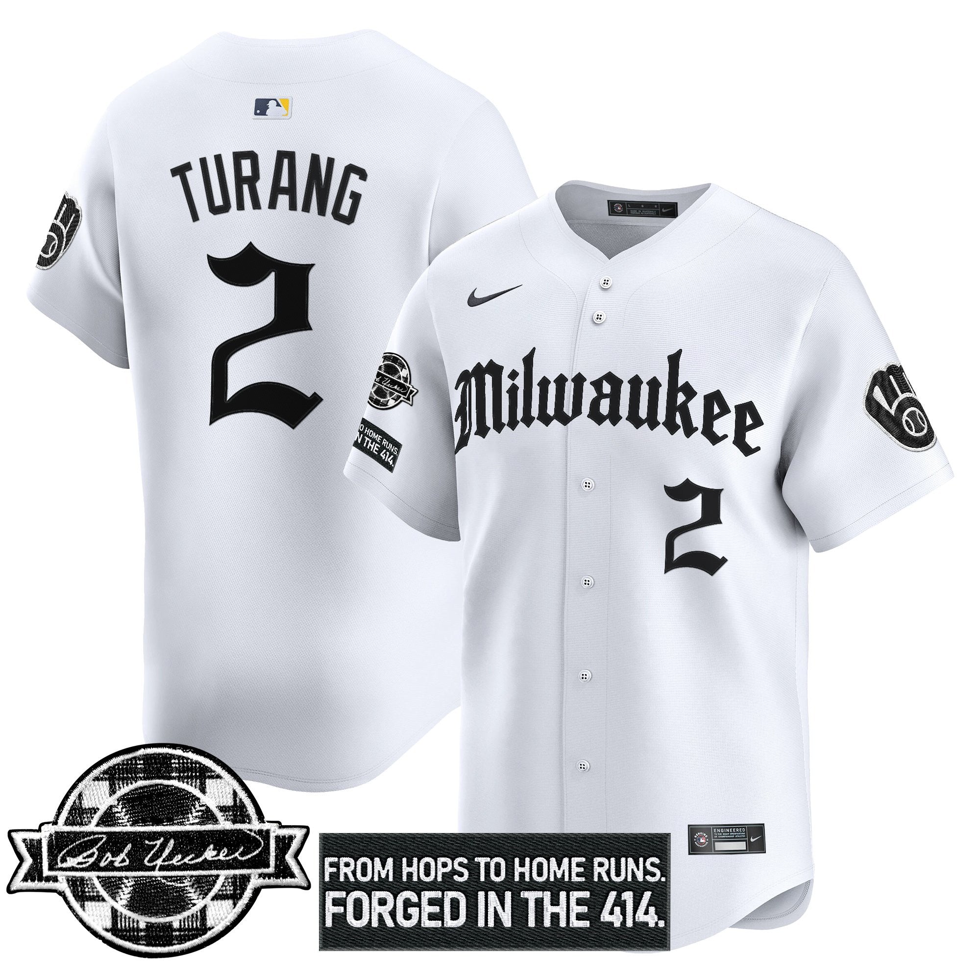 Men’s Milwaukee Bob Uecker Patch Vapor Premier Limited Jersey – Gothic Edition