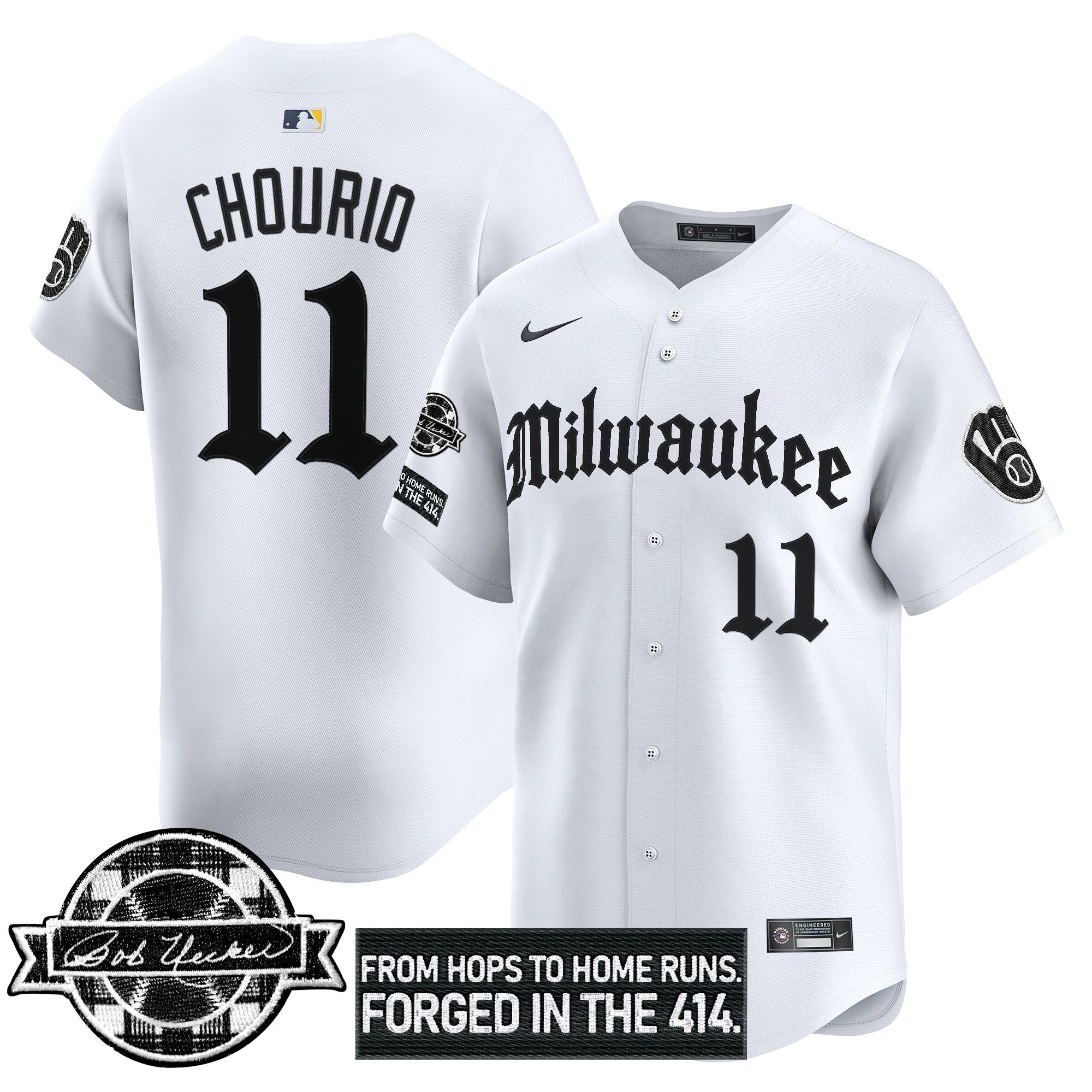 Men’s Milwaukee Bob Uecker Patch Vapor Premier Limited Jersey – Gothic Edition
