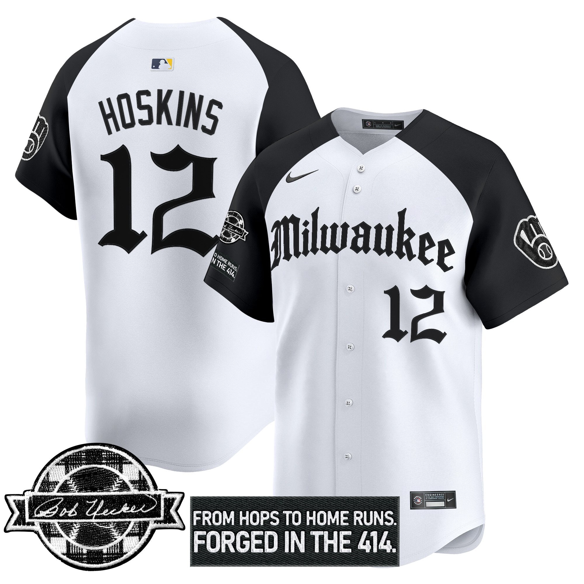 Men’s Milwaukee Bob Uecker Patch Vapor Premier Limited Jersey – Gothic Edition