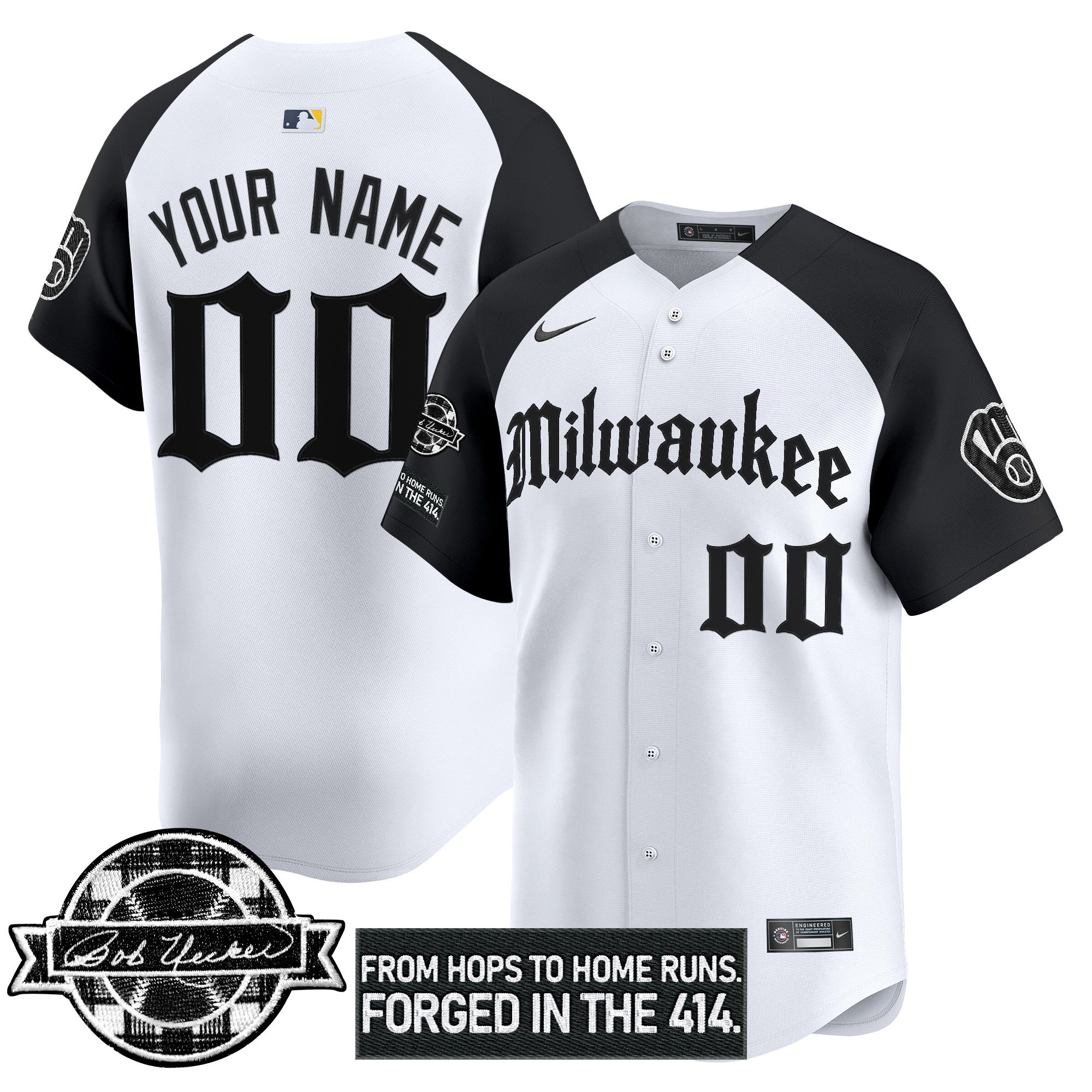 Milwaukee Bob Uecker Patch Vapor Premier Limited Custom Jersey – Gothic Edition