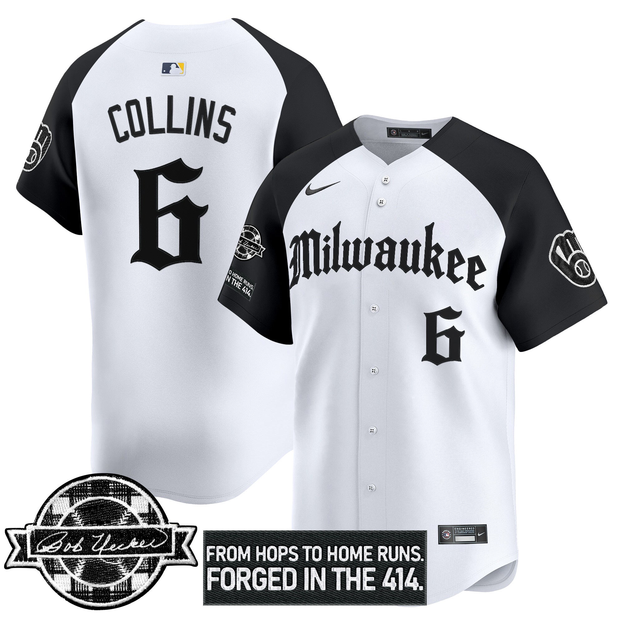 Men’s Milwaukee Bob Uecker Patch Vapor Premier Limited Jersey – Gothic Edition