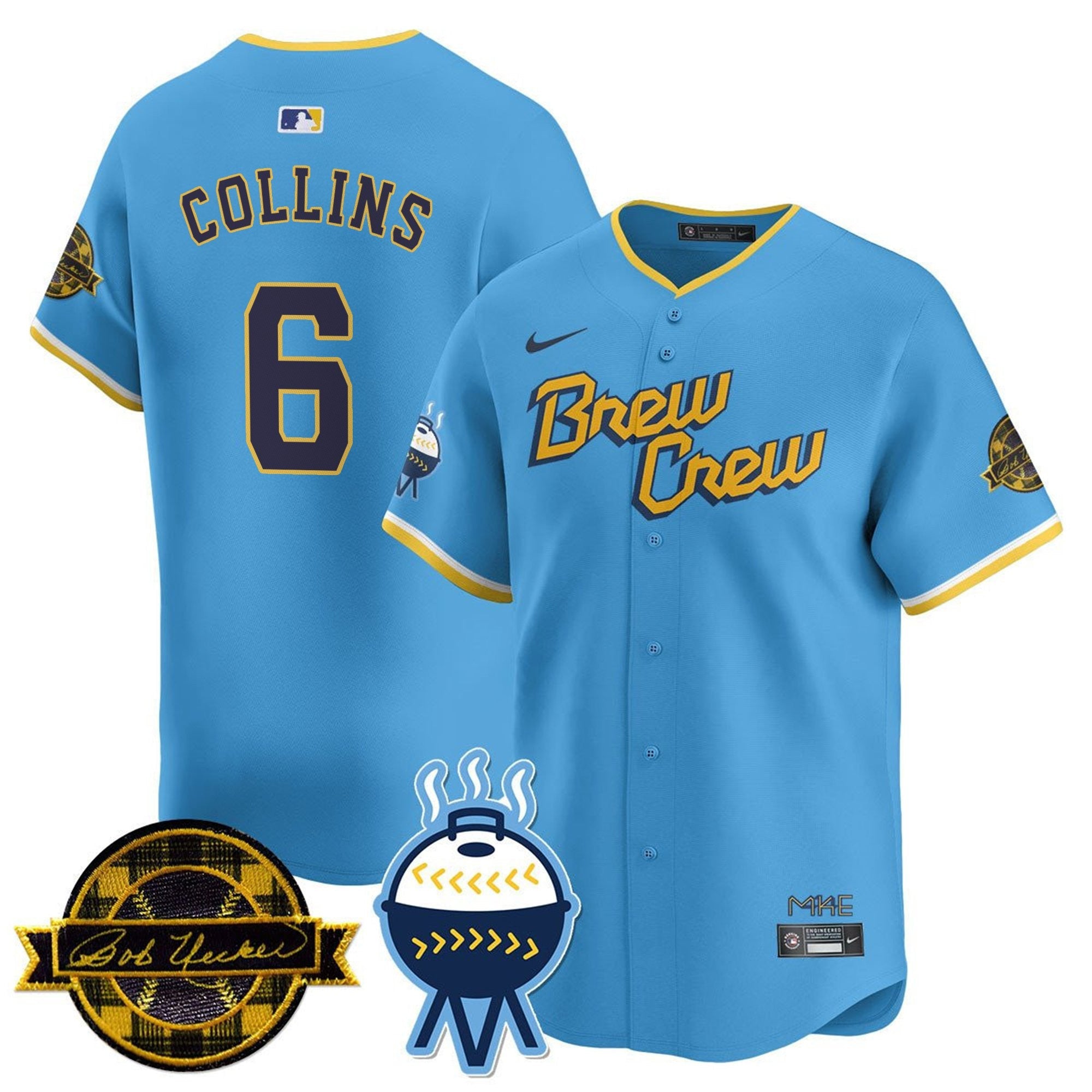 Men’s Milwaukee Bob Uecker Patch Vapor Limited Jersey