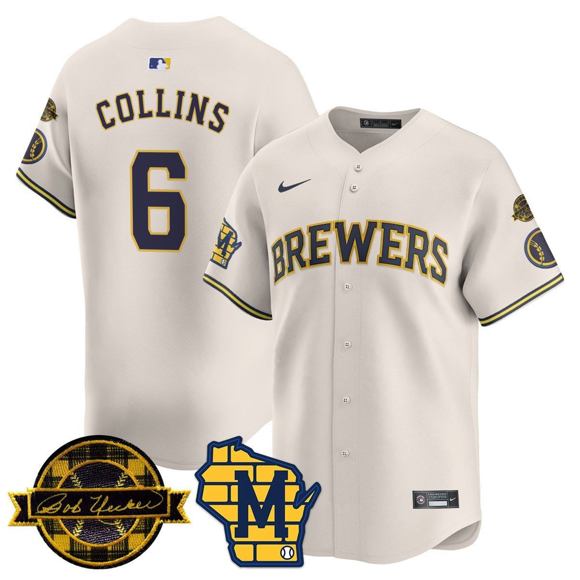 Men’s Milwaukee Bob Uecker Patch Vapor Limited Jersey