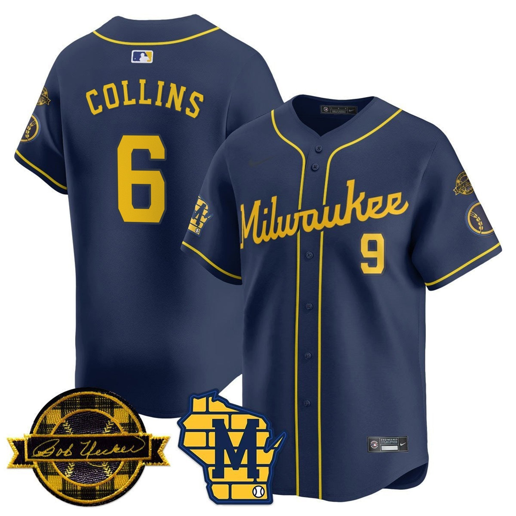 Men’s Milwaukee Bob Uecker Patch Vapor Limited Jersey