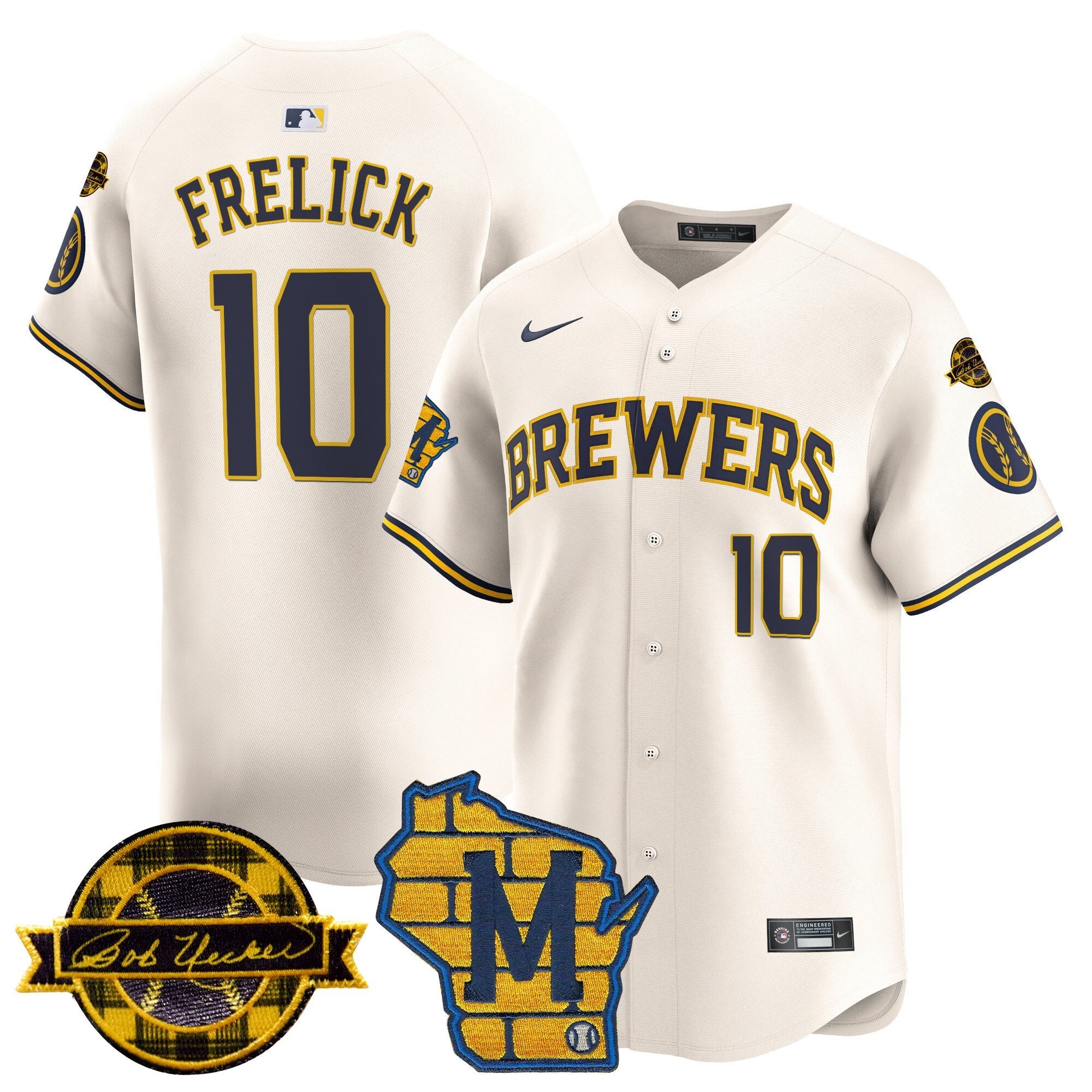 Men’s Milwaukee Home & Bob Uecker Patch Vapor Premier Limited Jersey