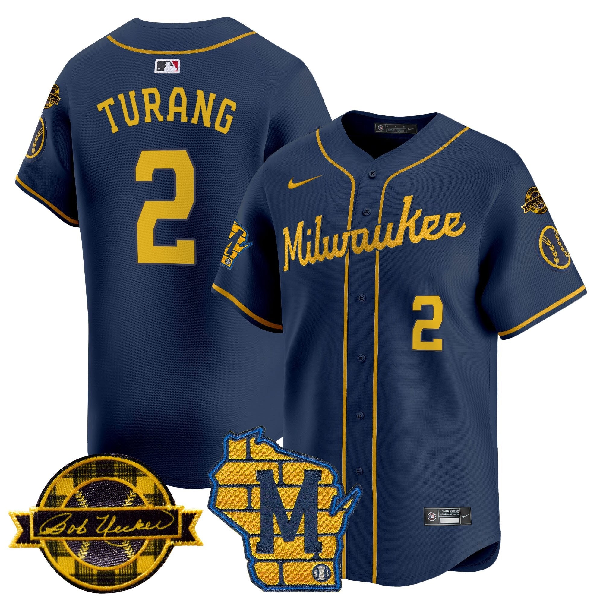 Men’s Milwaukee Home & Bob Uecker Patch Vapor Premier Limited Jersey
