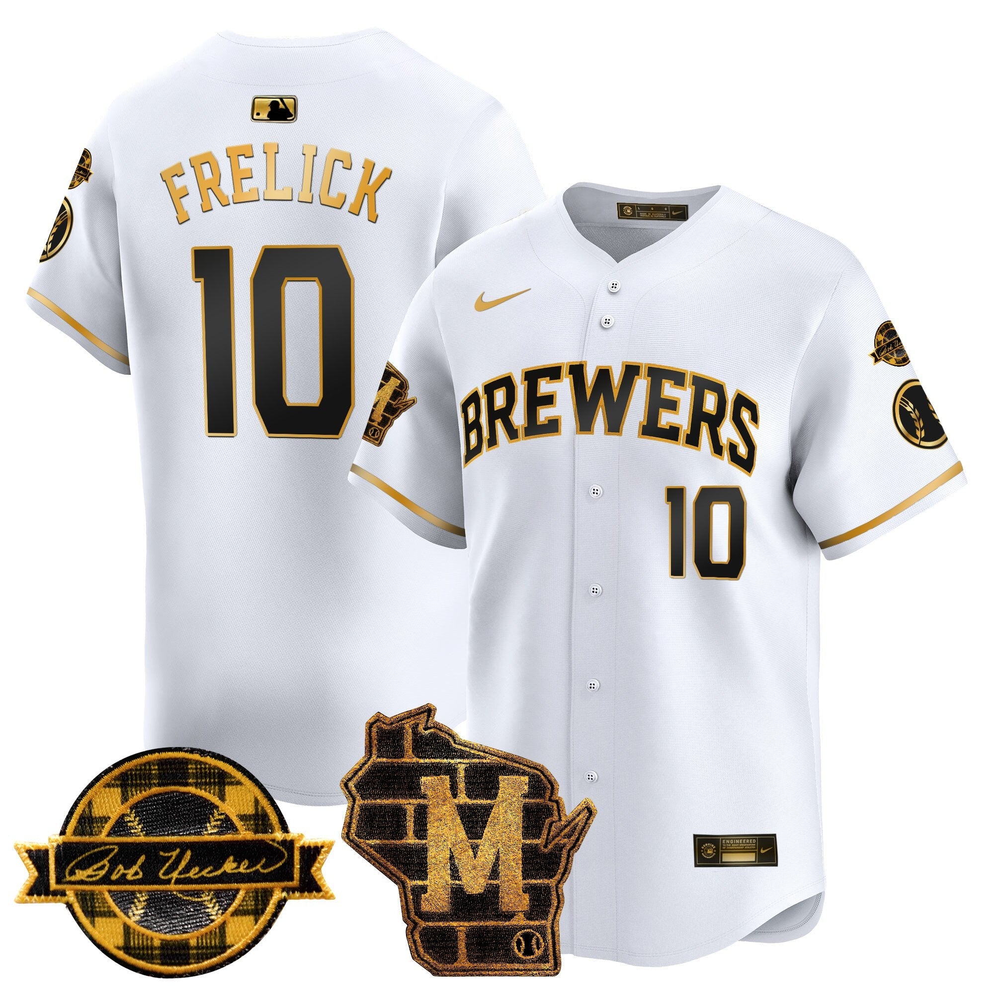 Men’s Milwaukee Home & Bob Uecker Patch Vapor Premier Limited Jersey