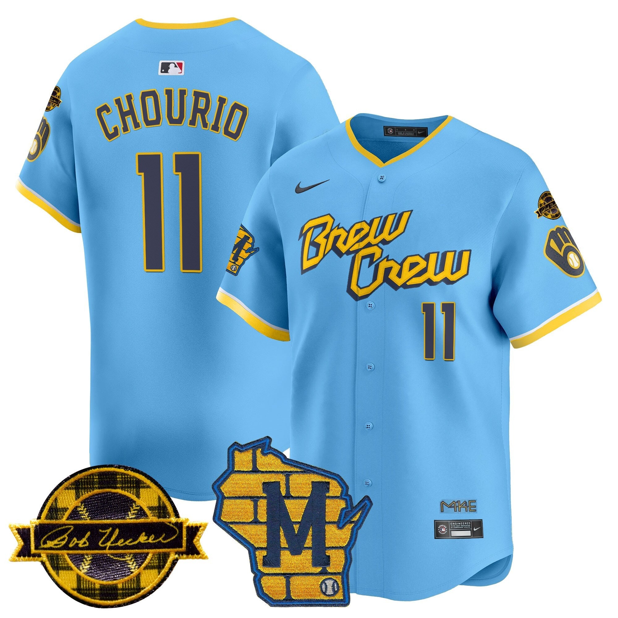 Men’s Milwaukee Home & Bob Uecker Patch Vapor Premier Limited Jersey