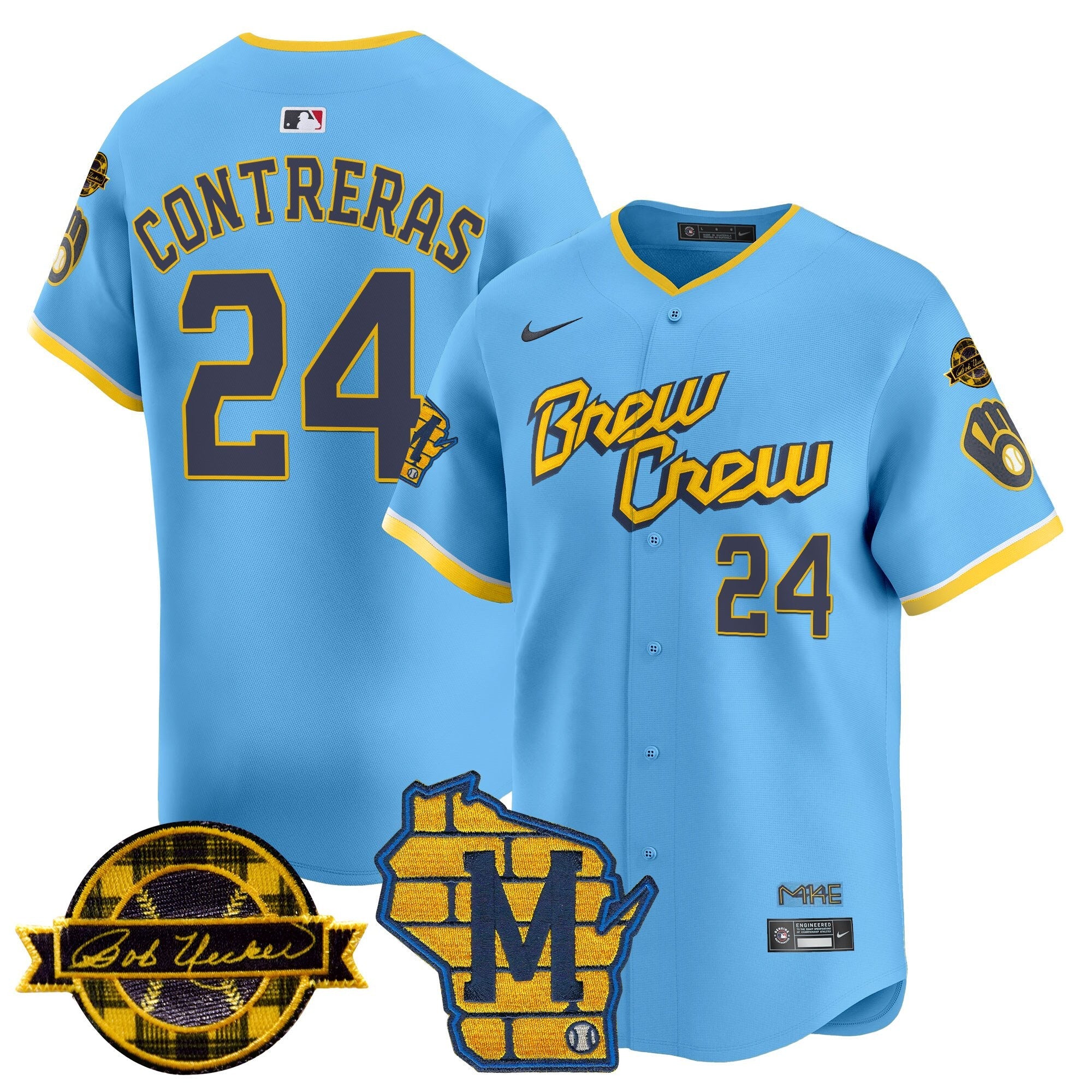 Men’s Milwaukee Home & Bob Uecker Patch Vapor Premier Limited Jersey
