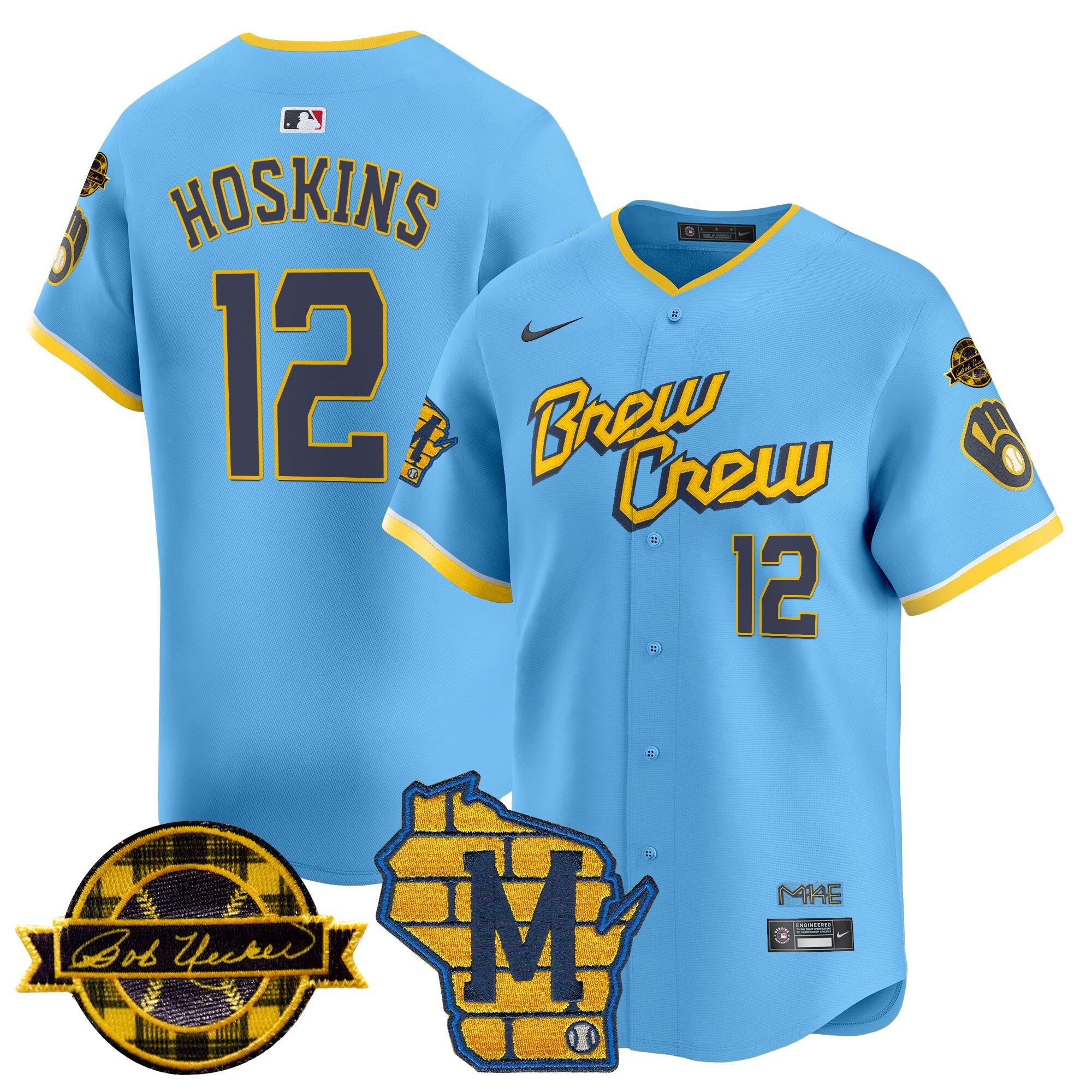 Men’s Milwaukee Home & Bob Uecker Patch Vapor Premier Limited Jersey