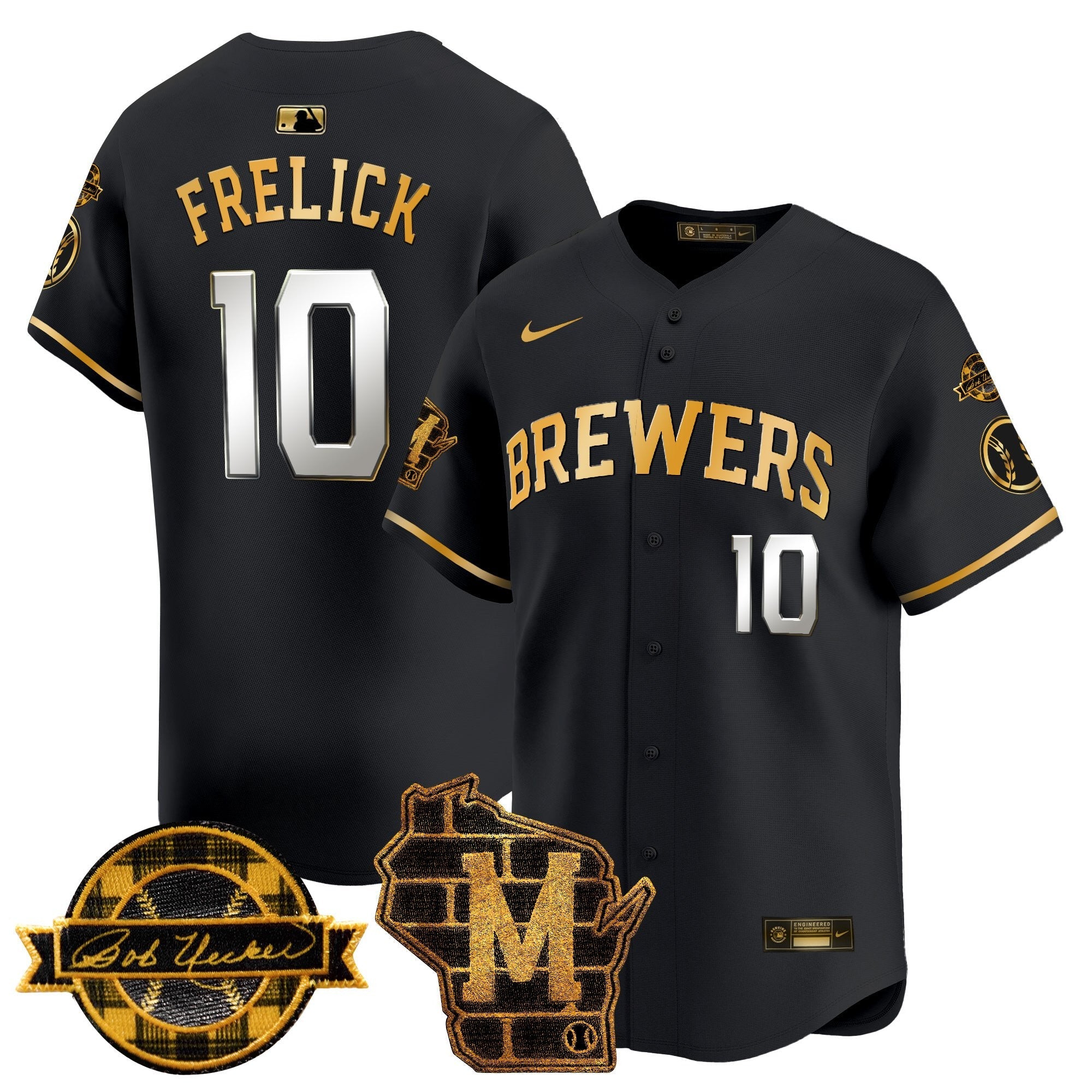 Men’s Milwaukee Home & Bob Uecker Patch Vapor Premier Limited Jersey
