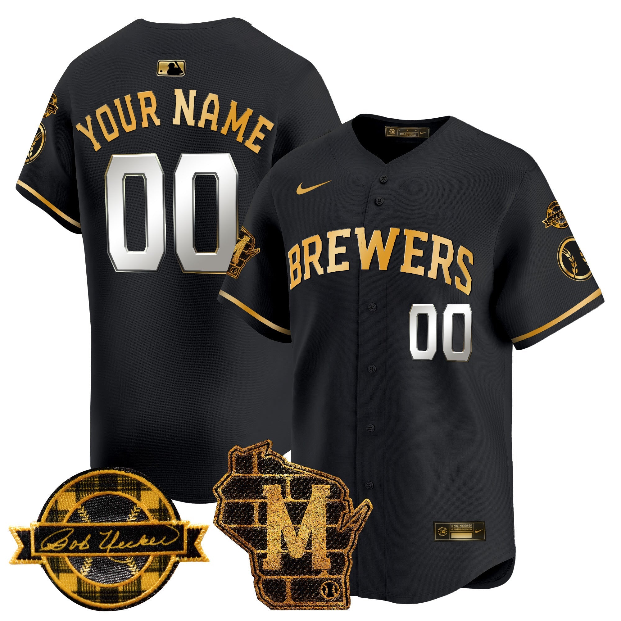 Milwaukee Home & Bob Uecker Patch Vapor Premier Limited Custom Jersey