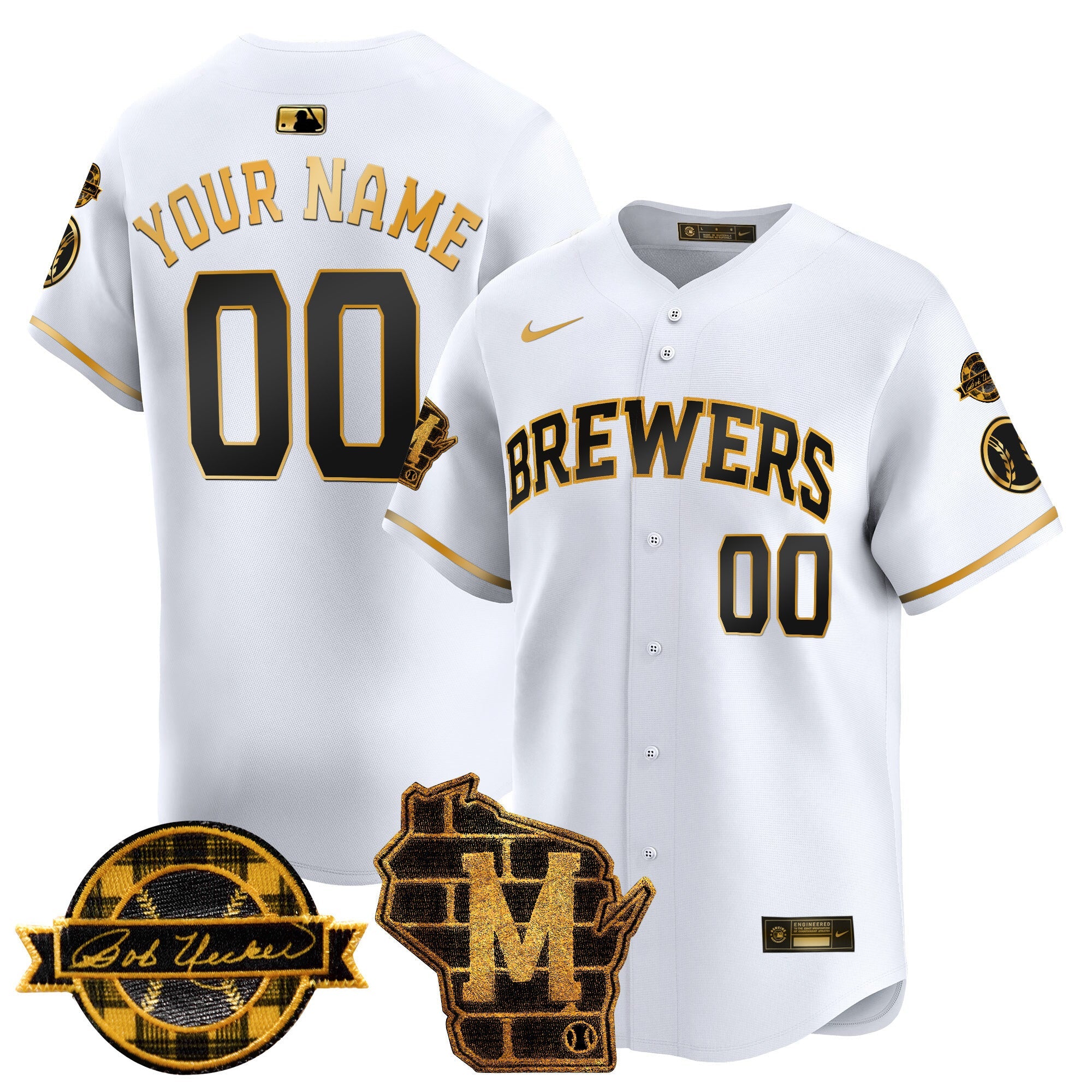 Milwaukee Home & Bob Uecker Patch Vapor Premier Limited Custom Jersey