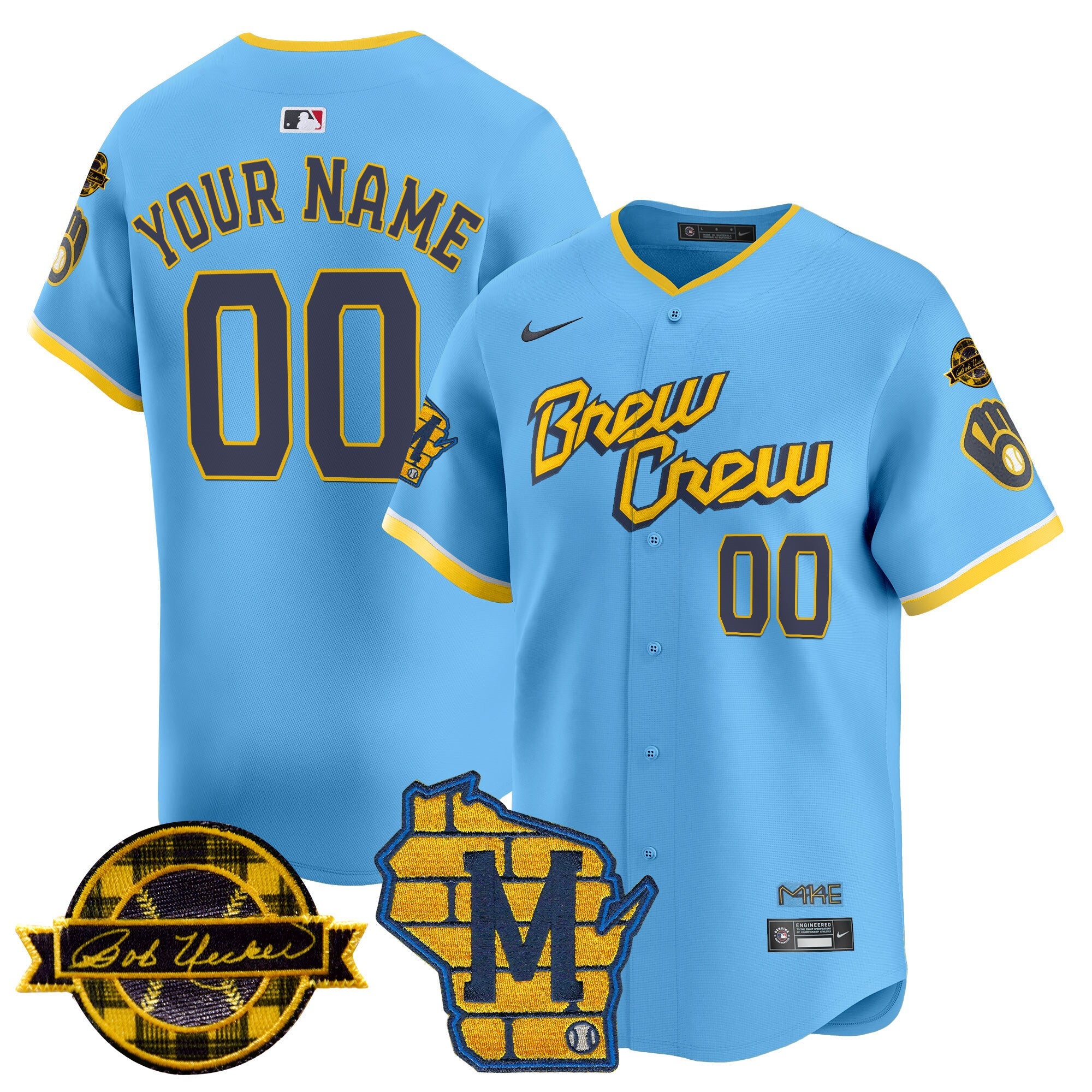 Milwaukee Home & Bob Uecker Patch Vapor Premier Limited Custom Jersey
