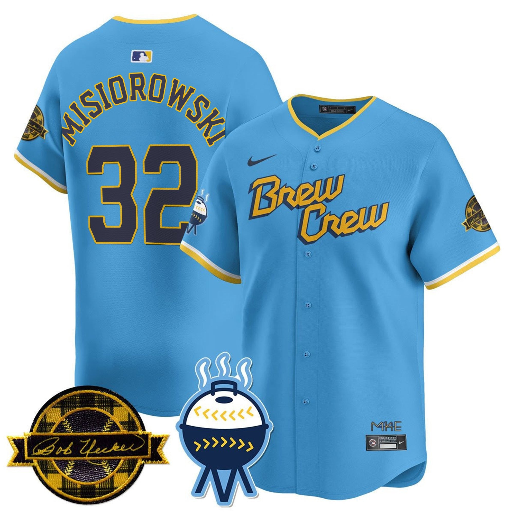 Men’s Milwaukee Bob Uecker Patch Vapor Limited Jersey