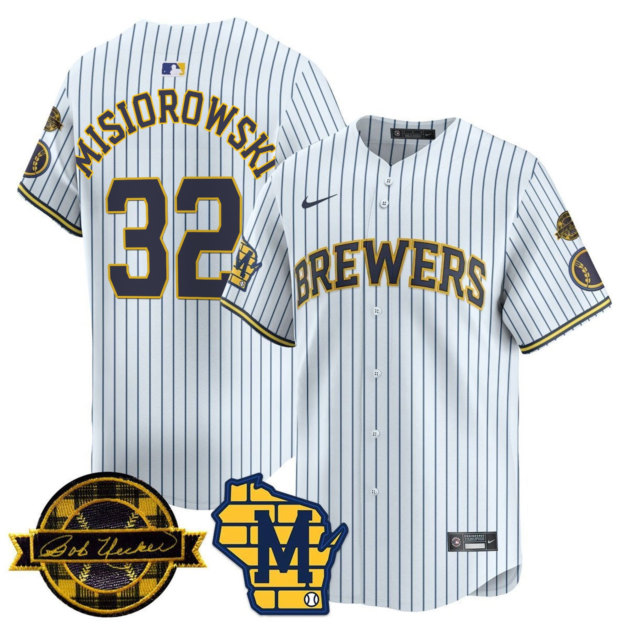 Men’s Milwaukee Bob Uecker Patch Vapor Limited Jersey