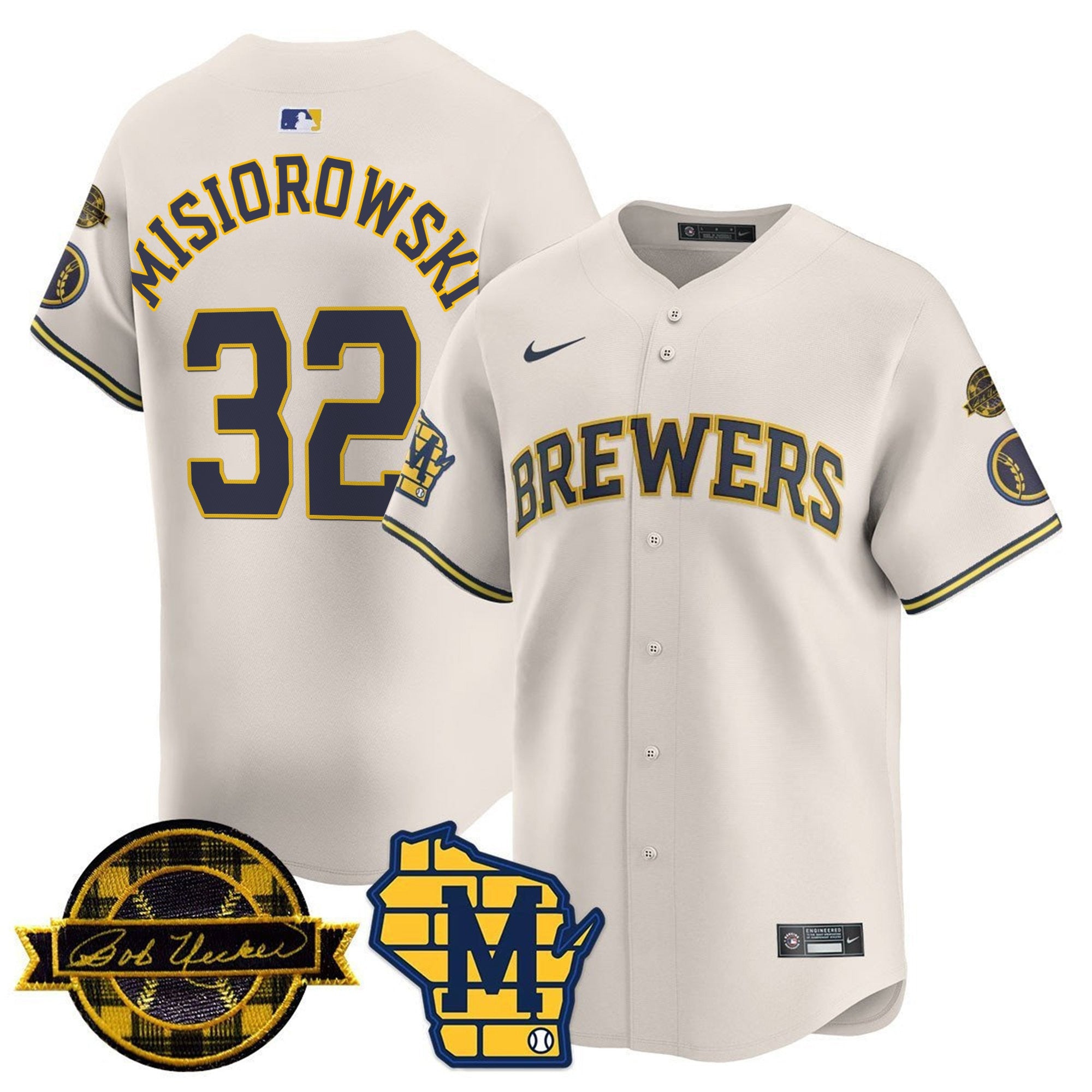 Men’s Milwaukee Bob Uecker Patch Vapor Limited Jersey