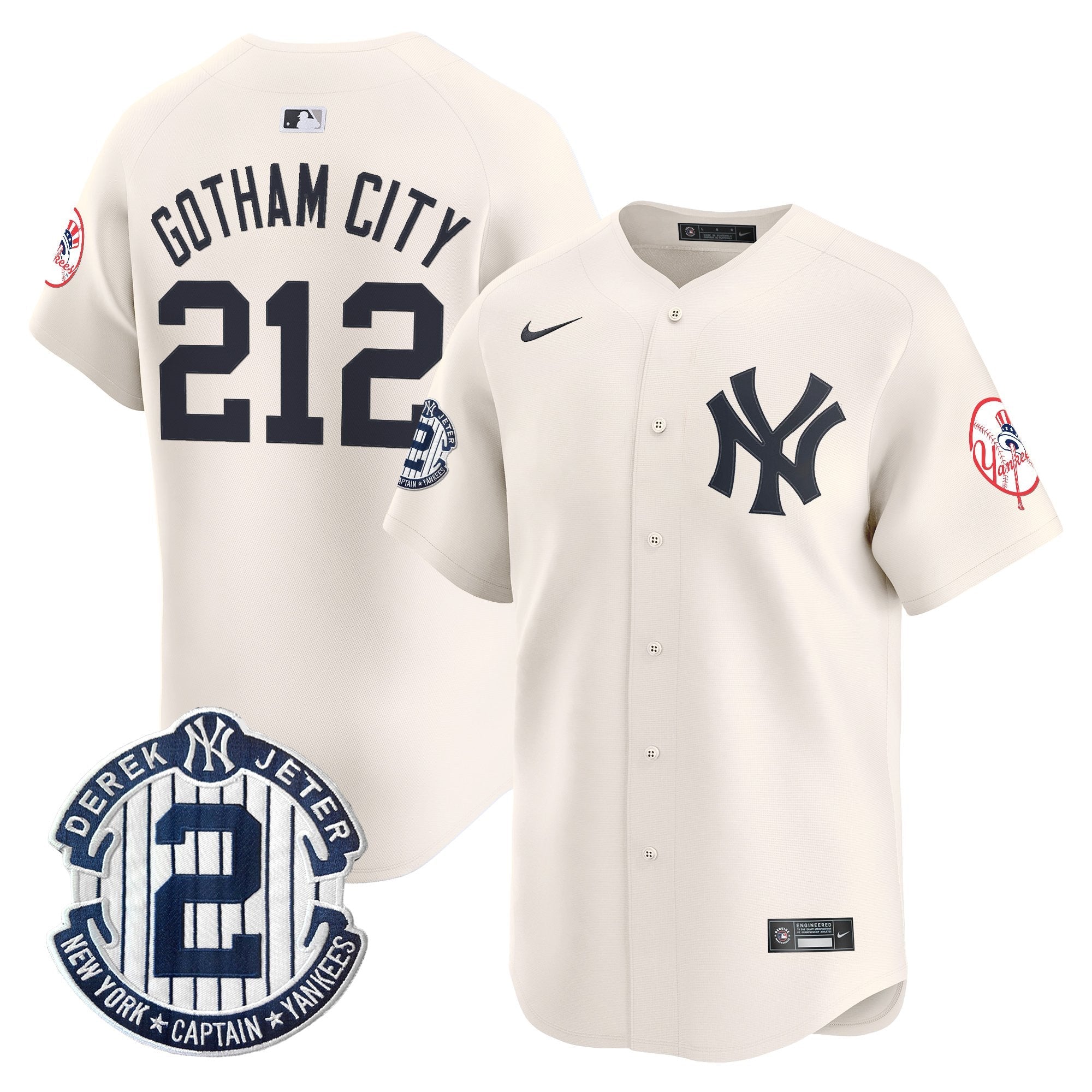 Men’s New York Throwback Vapor Premier Limited Jersey – Derek Jeter Patch