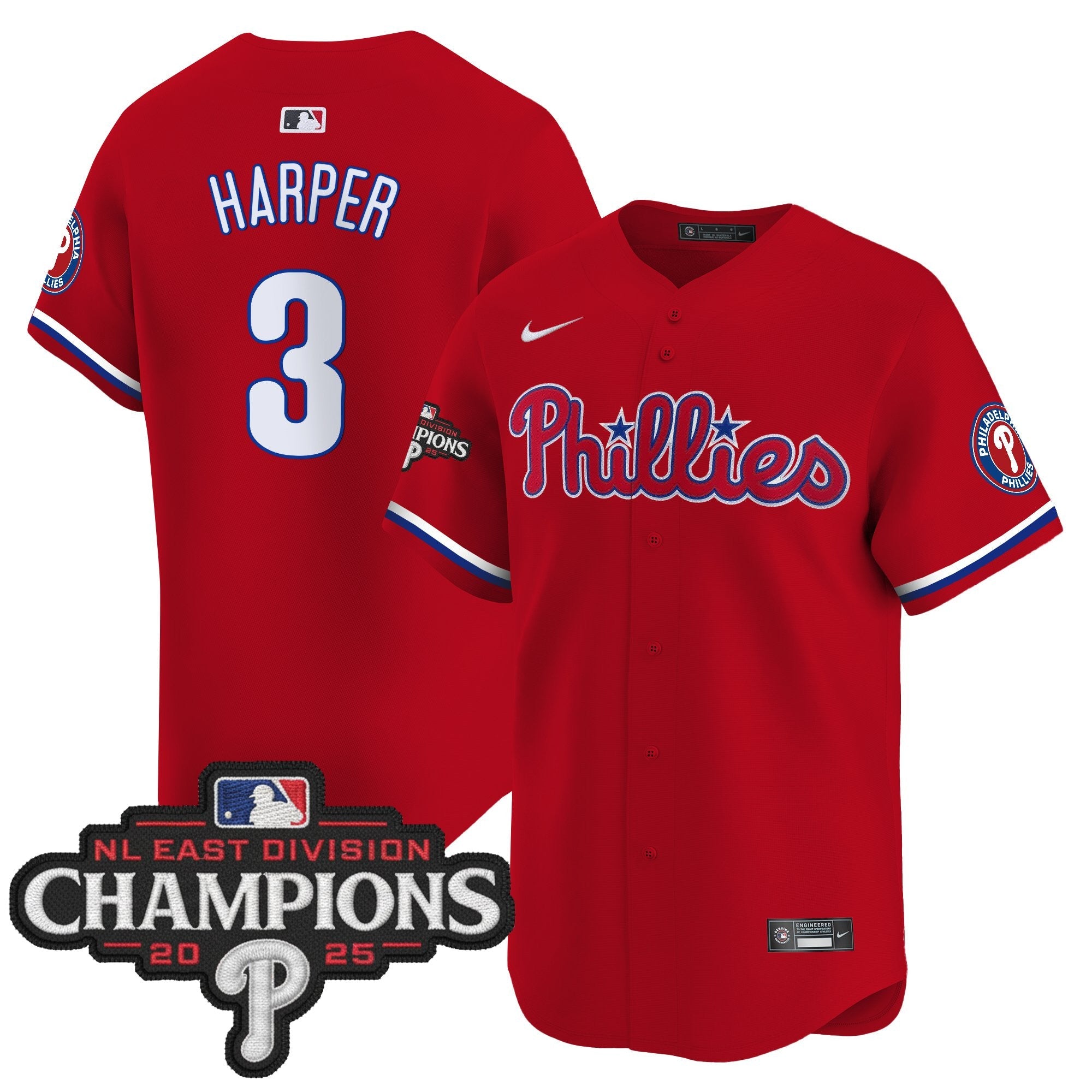 Men’s Philadelphia 2025 NL East Division Champions Patch Vapor Premier Limited Jersey