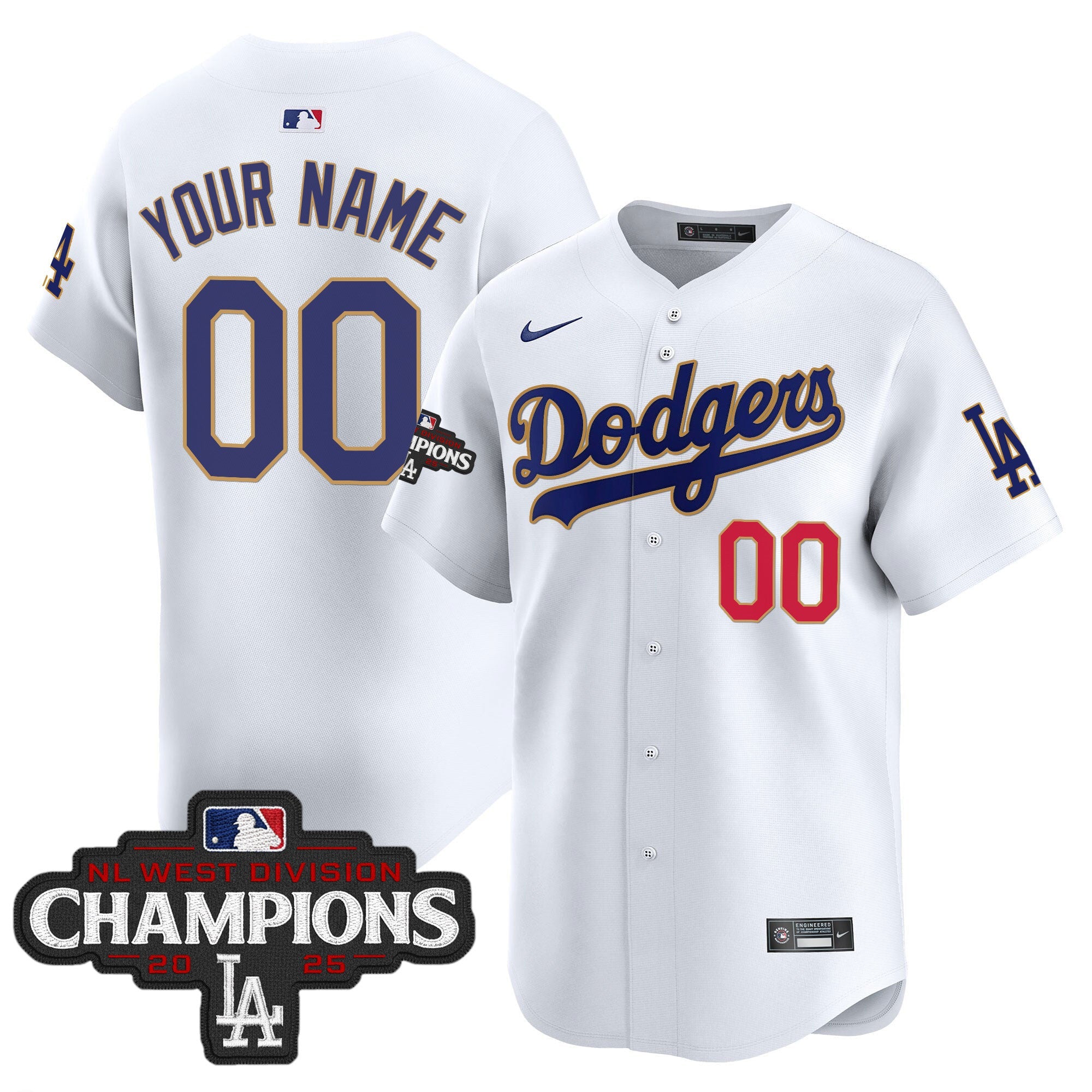 2025 NL West Division Champions Patch Gold Trim Vapor Premier Limited Custom Jersey