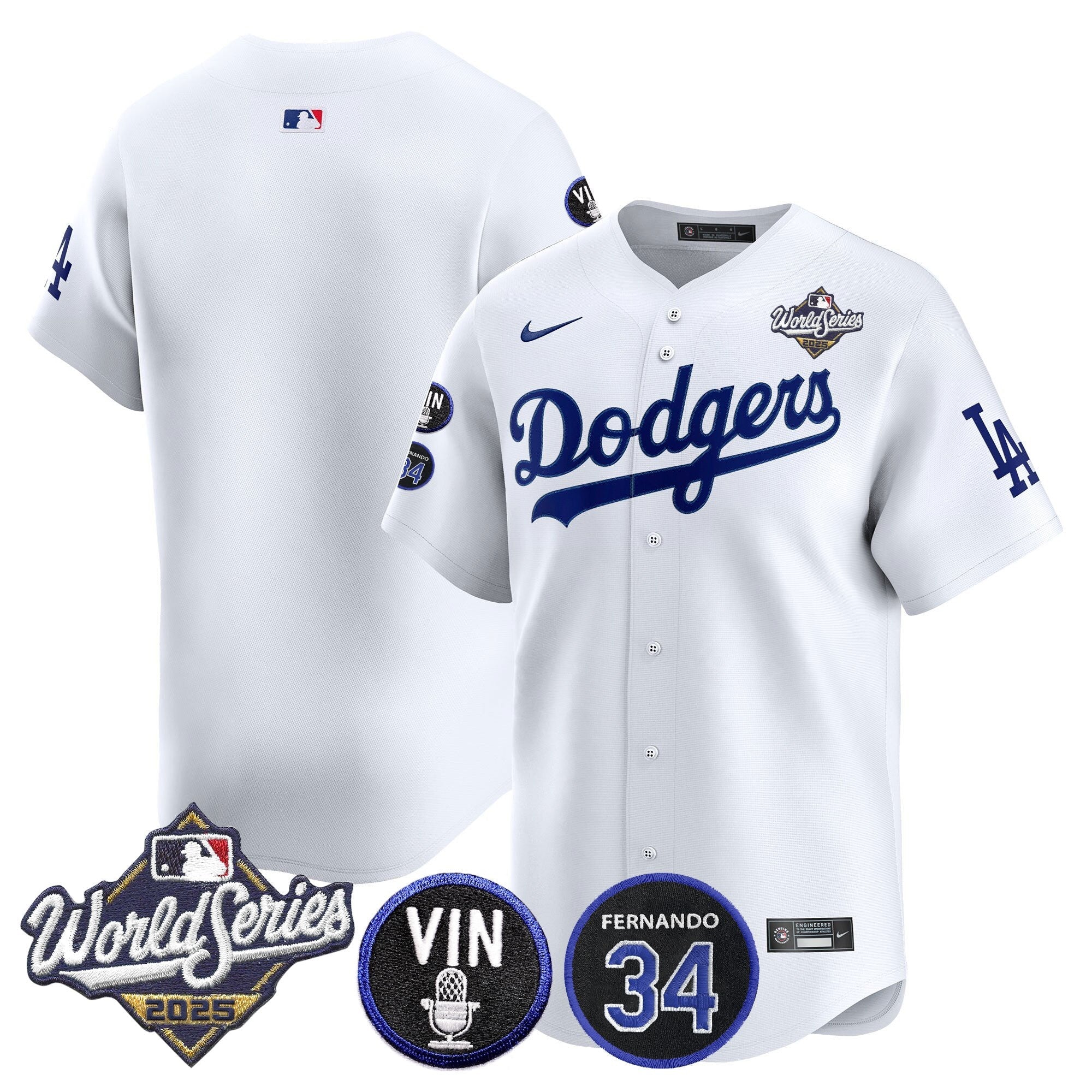 Men’s 2025 World Series Vapor Premier Limited Jersey – Vin Scully & Fernando Patch